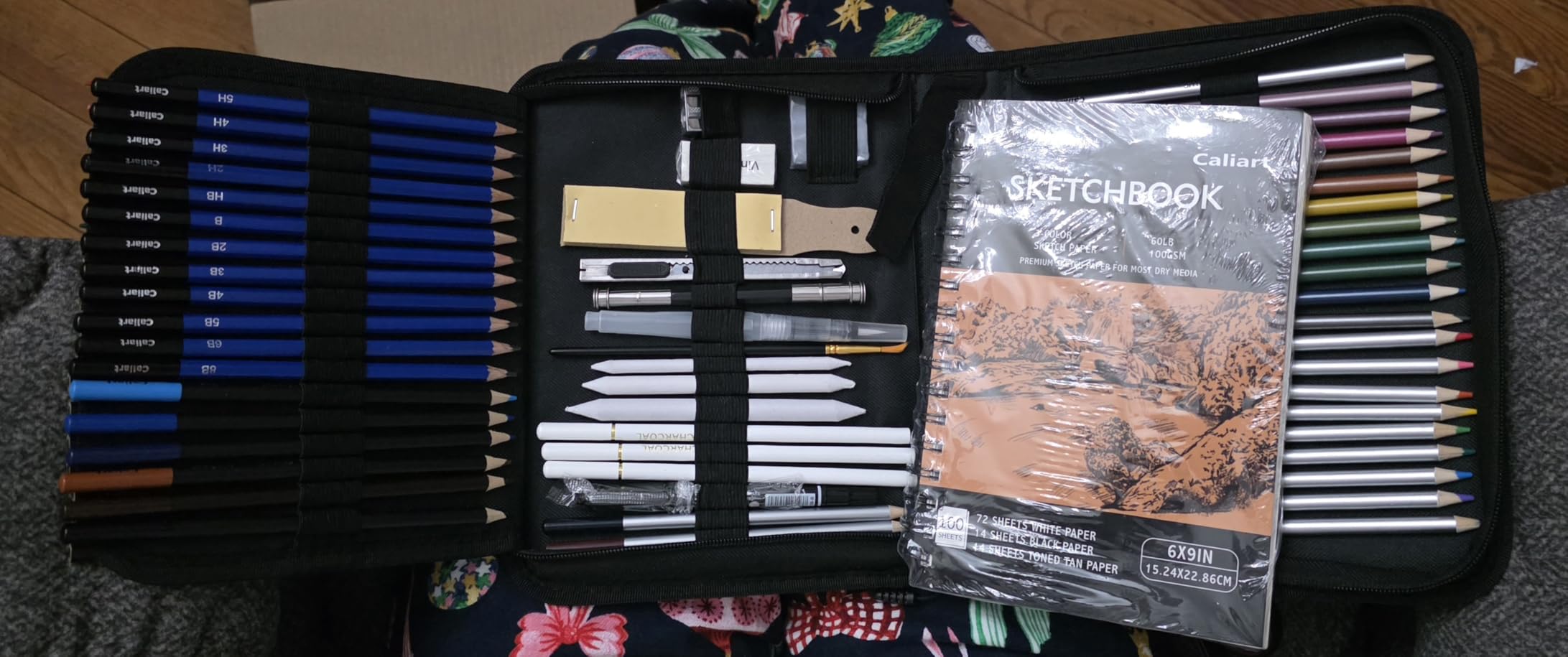 Caliart 176PCS Art Supplies Sketching Kit with 100 Sheets 3-Color Sketch Book, Graphite Colored Charcoal Watercolor & Metallic Pencils, Drawing Set Christmas Gifts for Adults Teens Girls Boys Kids - Customer Photo 2