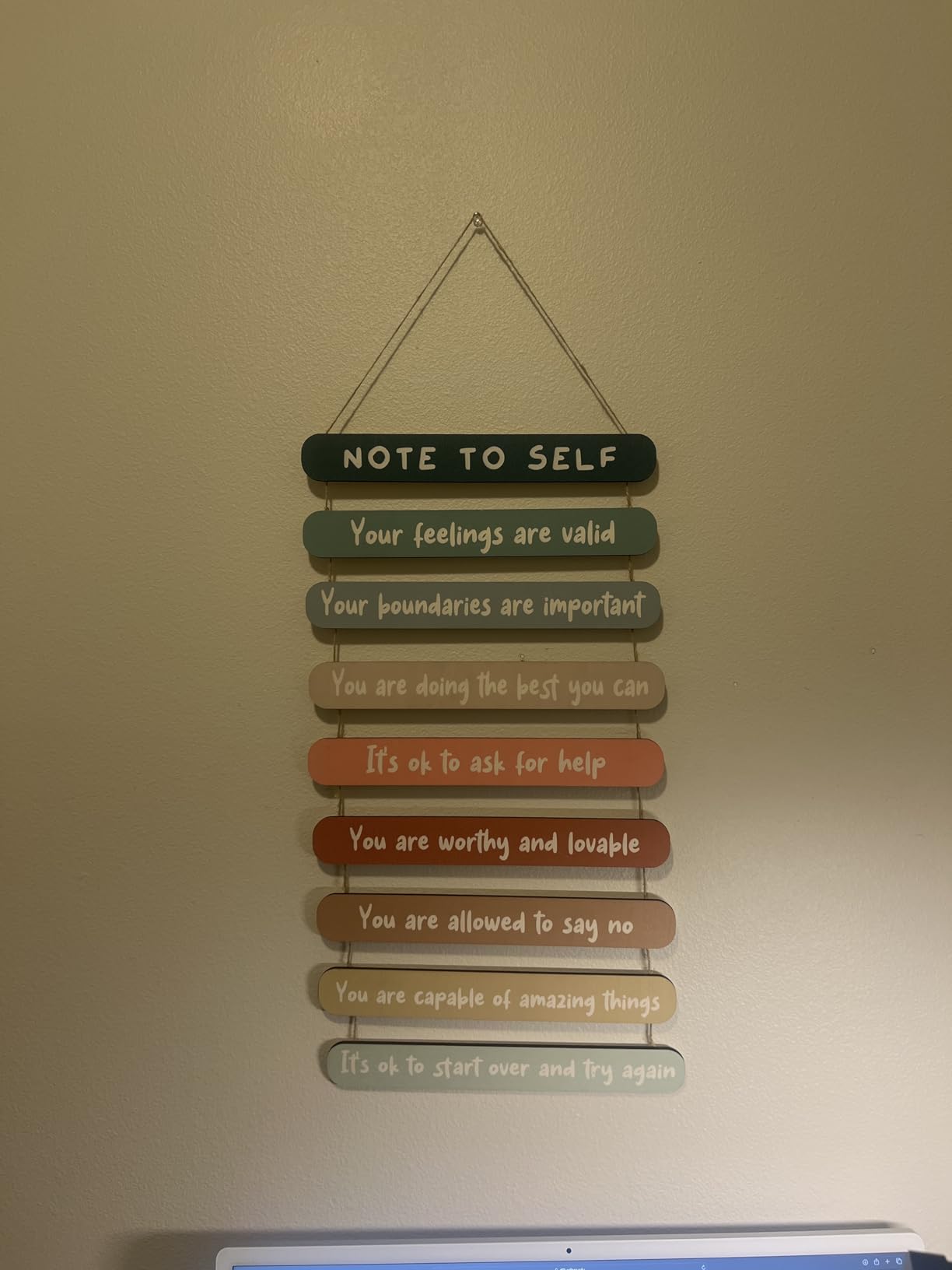 Yookeer Mental Health Reminders Wall Art Decors Positive Psychology Affirmations Therapy Office Decor Wooden Hanging Wall Pediments Inspirational Gifts for Counselor Students Classroom(Bright Color) - Customer Photo 1