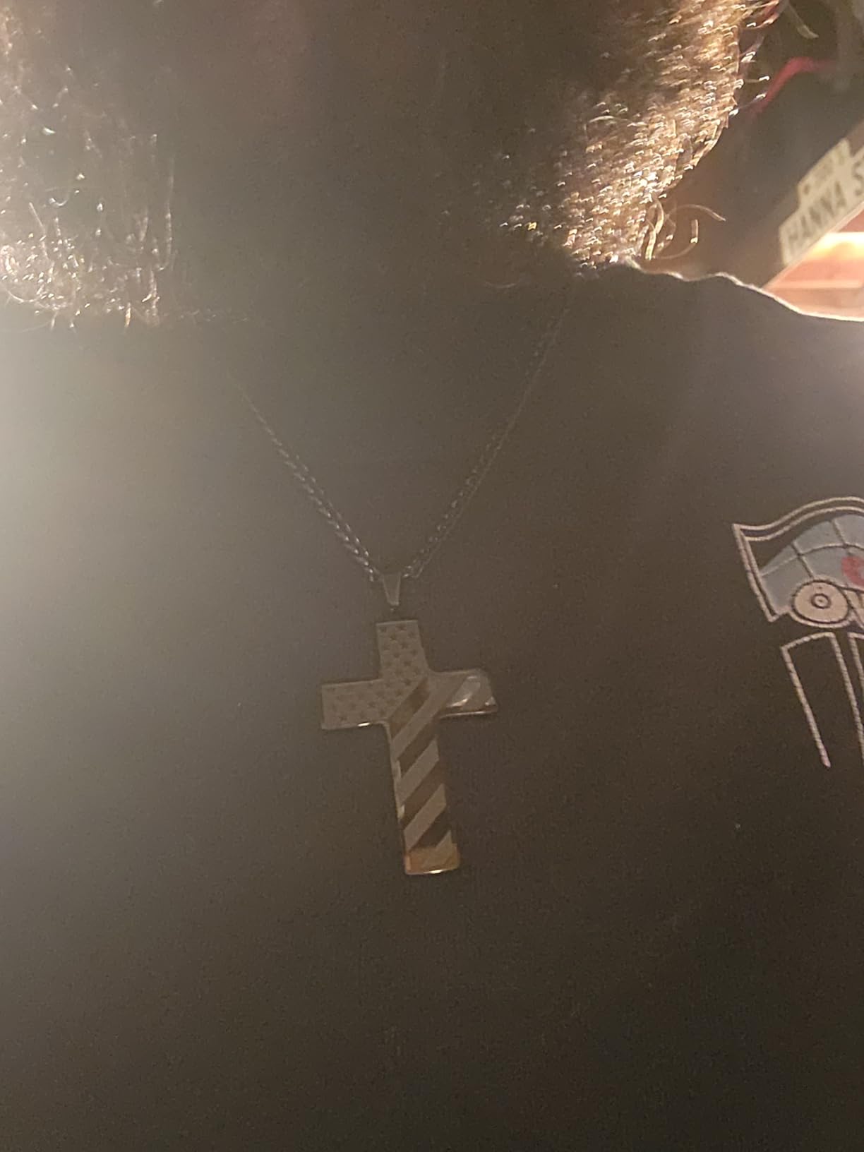 DuoDiner Stocking Stuffers Christmas Gift-18+2 Inch Cross Necklace Bible Verse Stainless Steel American Flag Pendant Chain for Men Boys Cross Jewelry Gift - Customer Photo 5