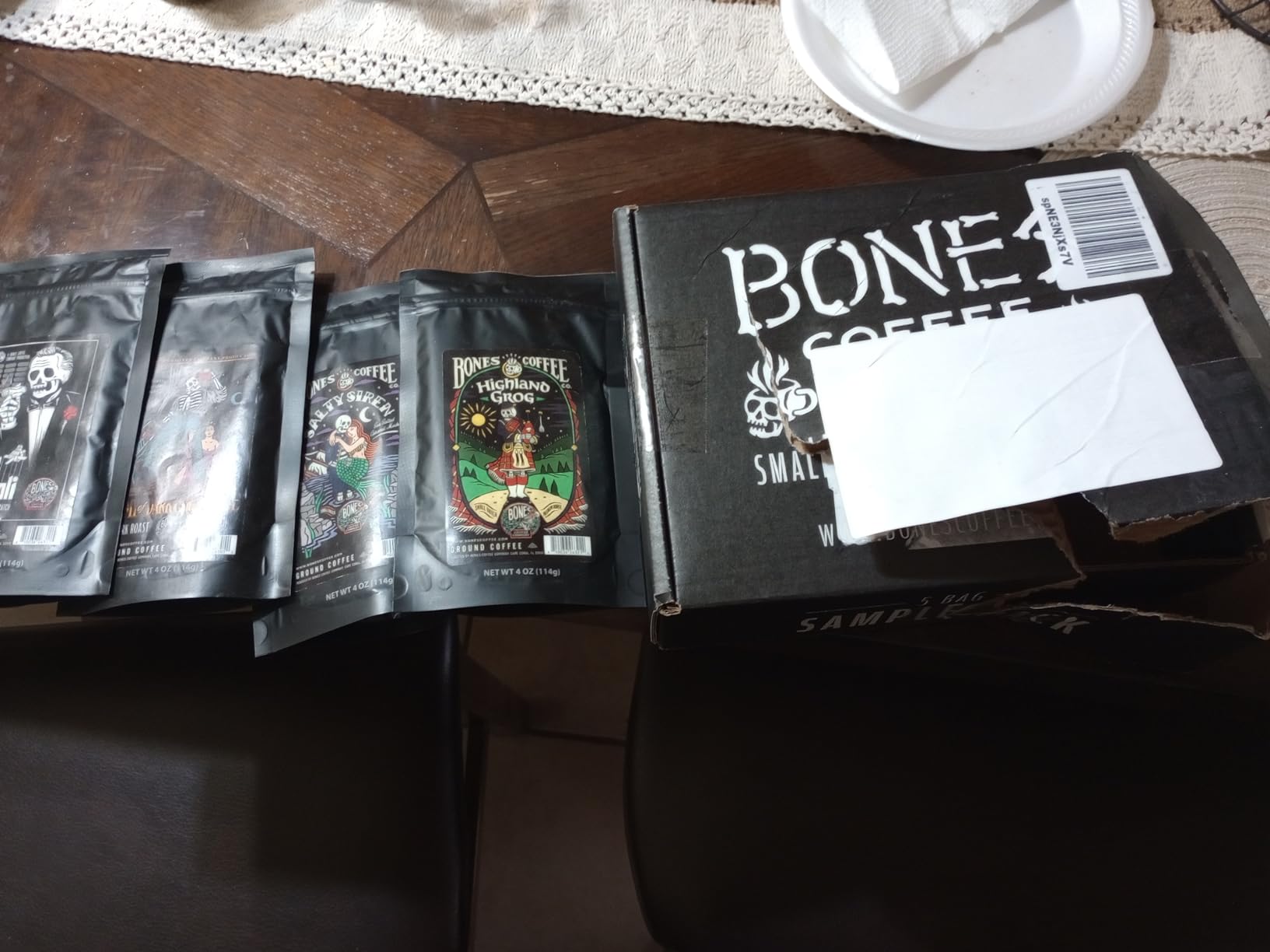 Bones Coffee Company NEW Favorite Flavors Sample Pack, Assorted Flavored Coffee Low Acid Medium Roast Arabica Beans Specialty Coffee Gifts, Auto Drip and French Press Compatible, 4 oz Pack of 5 Ground - Customer Photo 3