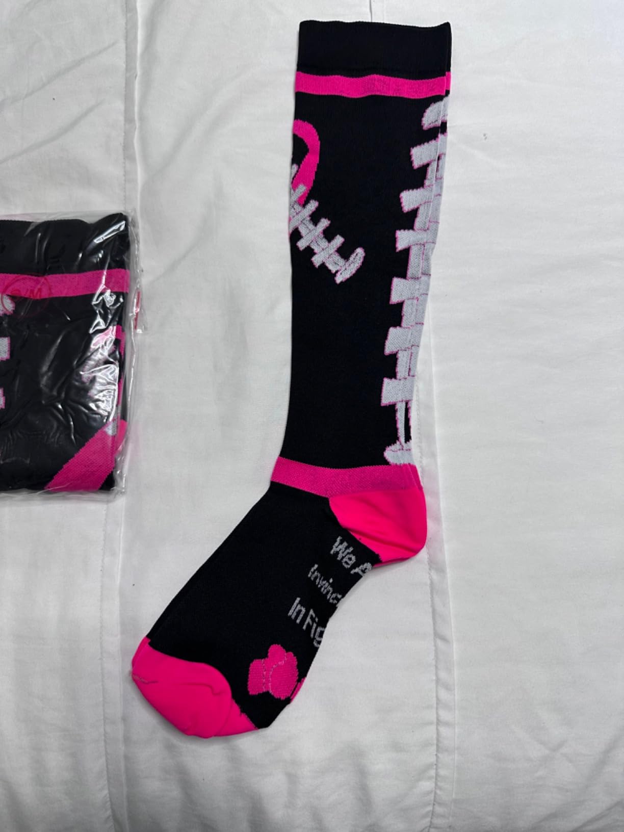 2 Pairs Breast Cancer Awareness Compression Socks Pink Softball Soccer Football Socks Customer Review 2 Pairs Breast Cancer Awareness Compression Socks Pink Softball Soccer Football Socks - Customer Photo 3