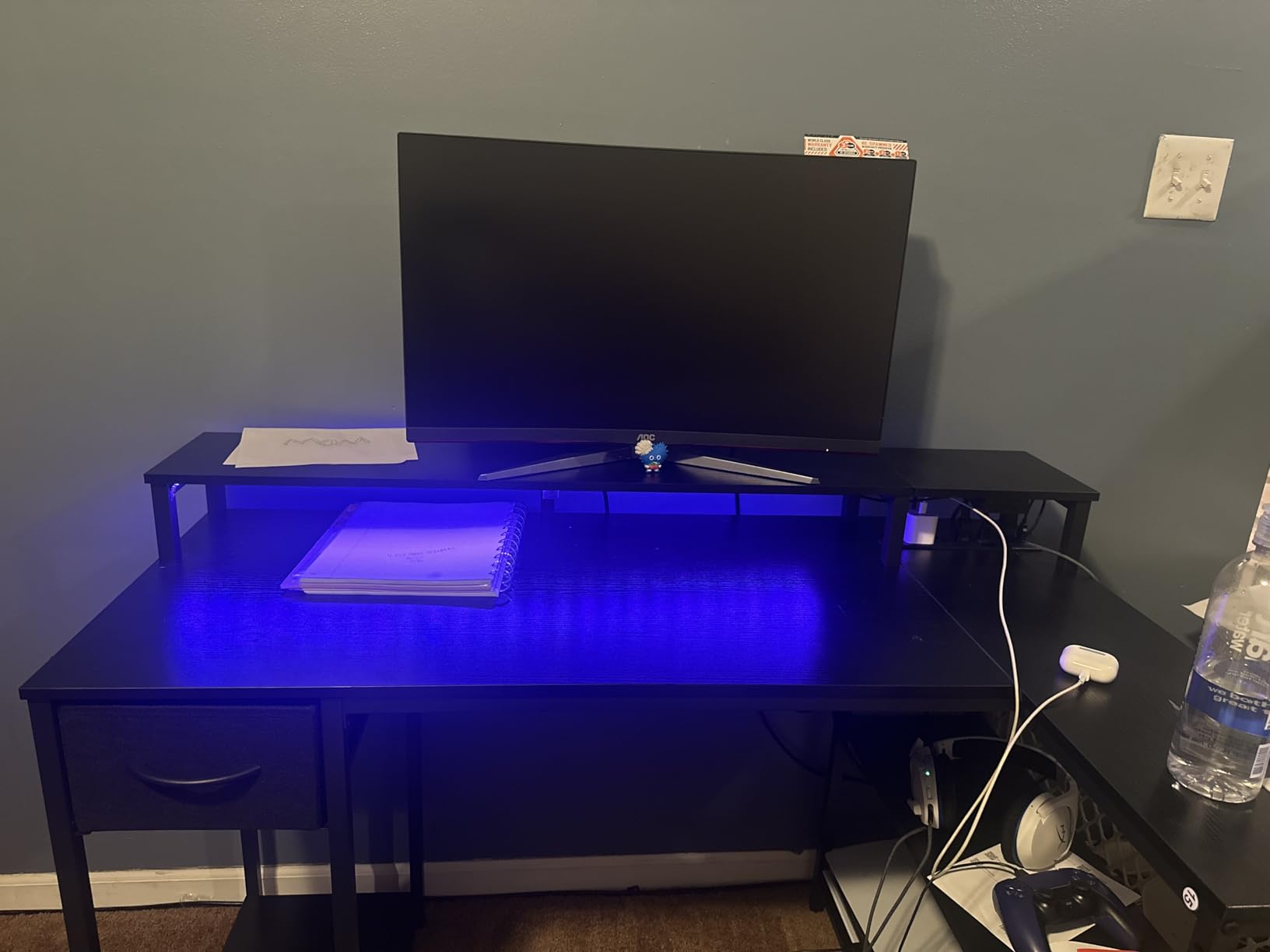 SUPERJARE 47 inch L Shaped Gaming Desk with LED Lights & Power Outlets, Reversible Computer Desk with Shelves & Monitor Stand, Corner Desk with Drawer, for Home & Office, Black, 7998BC Customer Review SUPERJARE 47 inch L Shaped Gaming Desk with LED Lights & Power Outlets, Reversible Computer Desk with Shelves & Monitor Stand, Corner Desk with Drawer, for Home & Office, Black, 7998BC - Customer Photo 1