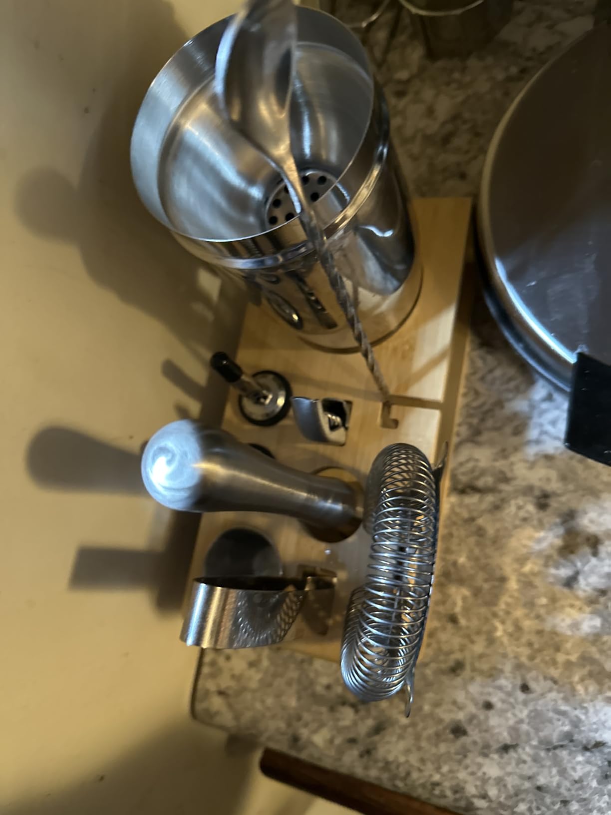 Cocktail Shaker Set, Mixology Bartender Kit 10-Piece Bar Tool Set with Stylish Bamboo Stand, Bar kit: Matini Shaker Mixing Spoon Muddler Jigger Cocksrew for Barware Set - Customer Photo 2