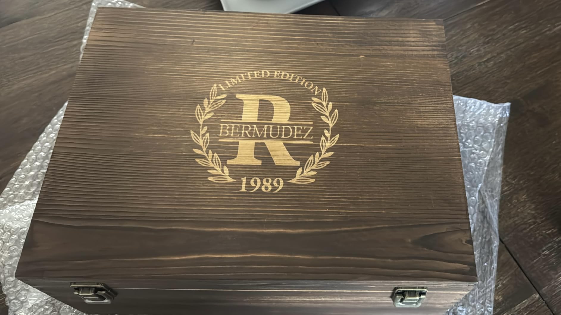 Personalized Whiskey Decanter and Stones Set - Customized Gift for Him - Men, Dad, Father - Engraved Twisted Decanter,2 Twisted Glasses, 2 XL Chilling Balls, Coasters, Tongs in Wooden Gift Box Customer Review Personalized Whiskey Decanter and Stones Set - Customized Gift for Him - Men, Dad, Father - Engraved Twisted Decanter,2 Twisted Glasses, 2 XL Chilling Balls, Coasters, Tongs in Wooden Gift Box - Customer Photo 1