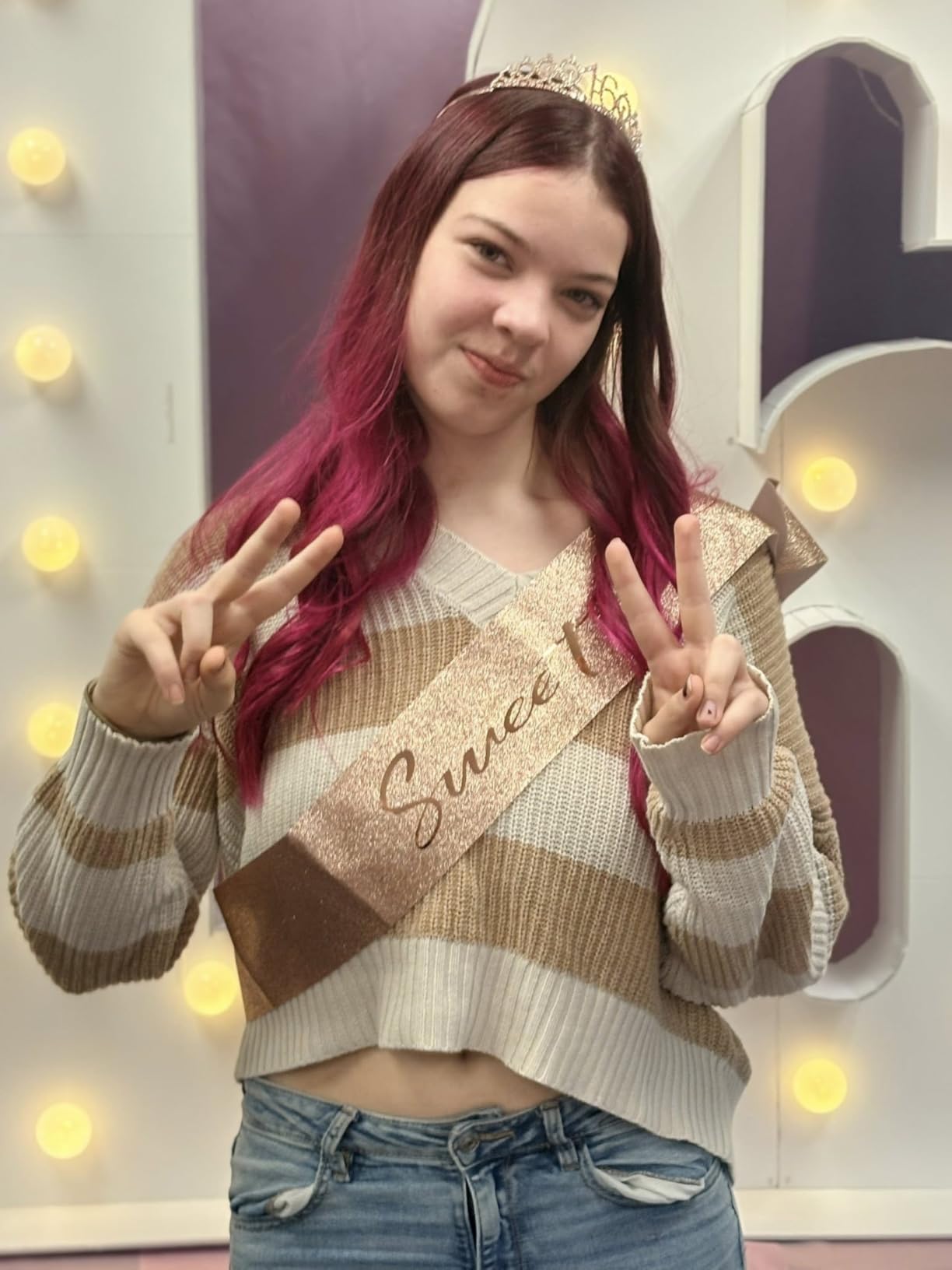 Sweet 16 Birthday Party Decorations for Girls, Sweet 16 Sash and Tiara, Cake Toppers, Number Candles and Balloons, 16th Birthday Gifts for Girls Customer Review Sweet 16 Birthday Party Decorations for Girls, Sweet 16 Sash and Tiara, Cake Toppers, Number Candles and Balloons, 16th Birthday Gifts for Girls - Customer Photo 1