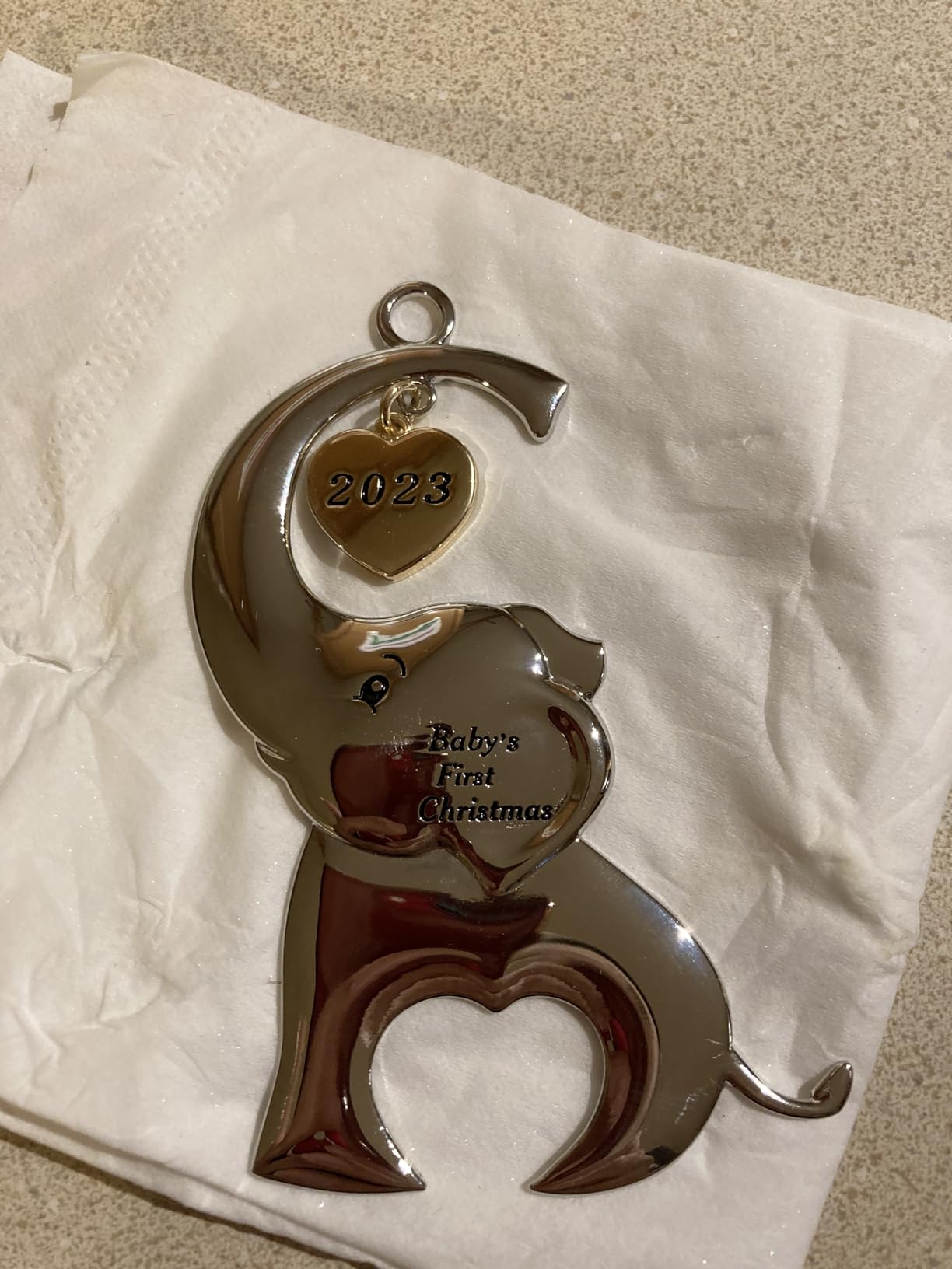 Baby's First Christmas Tree Decorations, Christmas Ornaments 2025, Baby First Christmas Elephant Deco, Baby Keepsake Ornament with 2 Colors Ribbon, for Newborn Baby Boys or Girls (Silver) - Customer Photo 1