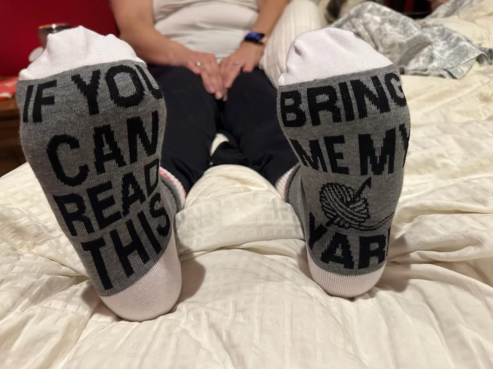 If You Can Read This Socks, Bring Me My Yarn Socks Gifts, Knitting Gifts for Women Mom Grandma on Birthday Christmas Customer Review If You Can Read This Socks, Bring Me My Yarn Socks Gifts, Knitting Gifts for Women Mom Grandma on Birthday Christmas - Customer Photo 1