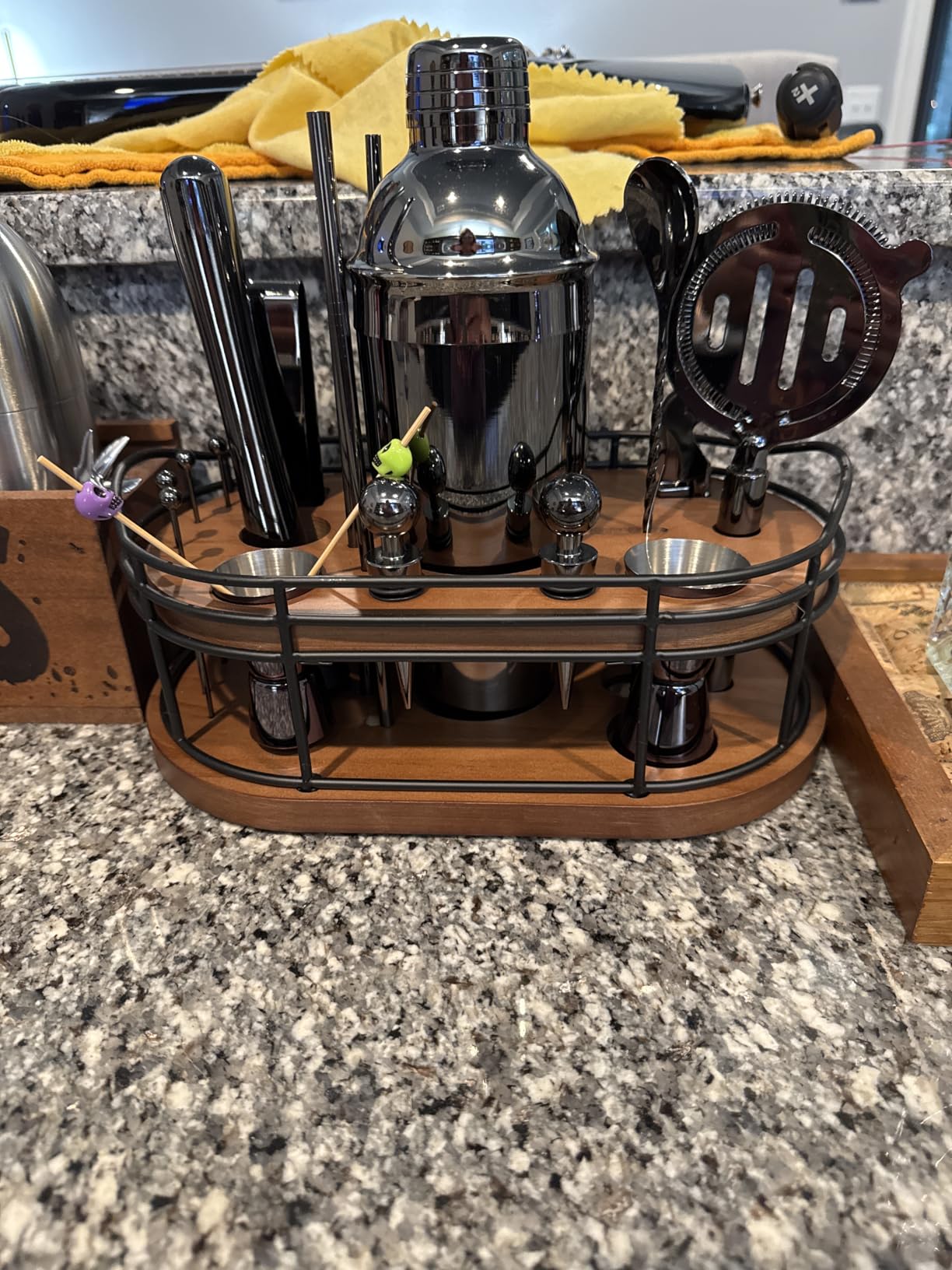 Home Hero Bartender Kit - 22-Piece Cocktail Shaker & Bar Tool Set - Wooden Stand Display & Bar Cart Accessories - Recipe Book & Housewarming Gifts - 22-Pc, Silver - Customer Photo 1