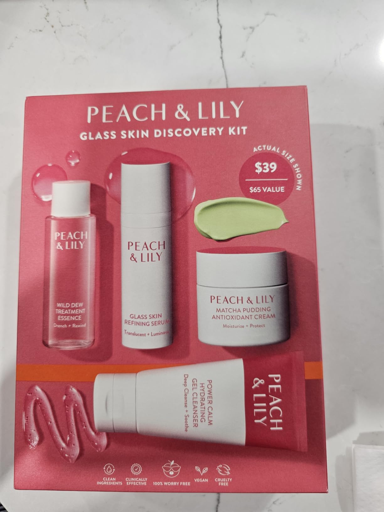 Peach & Lily - Glass Skin Discovery Kit (4 Products) - 1 Cleanser, 1 Essence, 1 Serum & 1 Cream - Skin Care Set - Acne Routine - Travel Essentials - Self Care - Vegan & Cruelty Free - Korean Beauty - Customer Photo 1