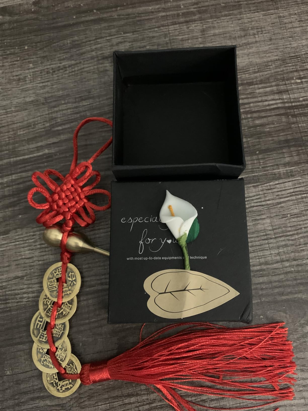 Feng Shui Good Luck Charms (Metal Gourd with 5 Coins) As Blessing Gifts Bring Health Success Peaceful and Wealth Suitable for Car Furniture,Bag,Home,Office Other Scenes - Customer Photo 1