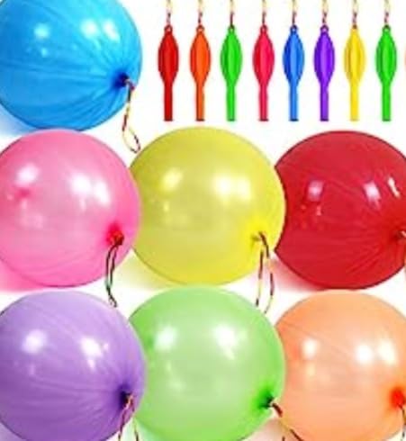 30Pcs Punch Balloons, Thickened Neon Punching Balloon Heavy Duty Party Favors for Kids with Rubber Band Handle, Bouncy Balls for Birthday Weddings Goodie Bag Stuffer Supply - Customer Photo 1