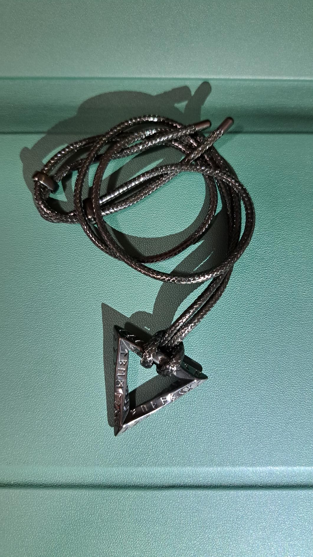 FaithHeart Norse Viking Rune Necklace with Adjustable Braided Leather/Stainless Steel Rope Chains for Men Women, Vintage Amulet Jewelry Gift with Delicate Box - Customer Photo 1