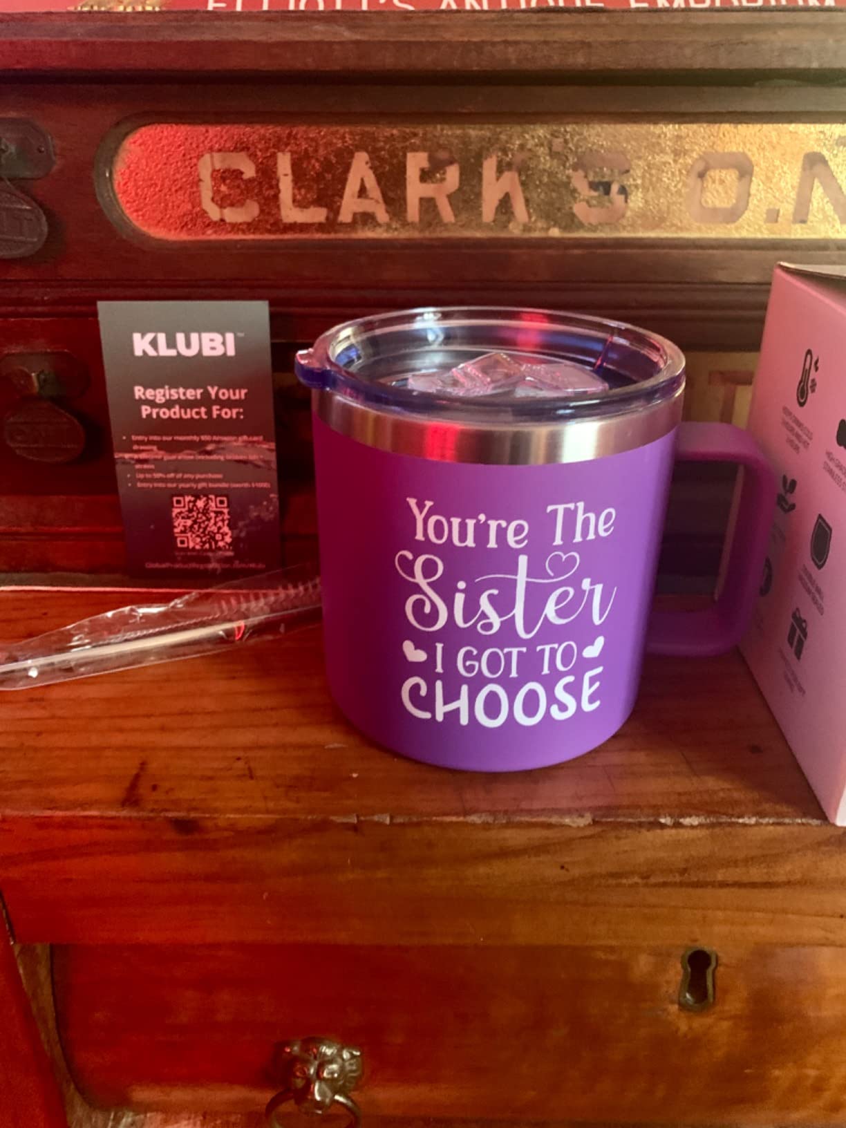 KLUBI Gifts for Best Friend – You're the Sister I Got to Choose 14oz Purple Tumbler Mug - Purple Gifts for Women, Sister, Friend - Best Friends Coffee Mug - Valentines Day for Friends - Customer Photo 1