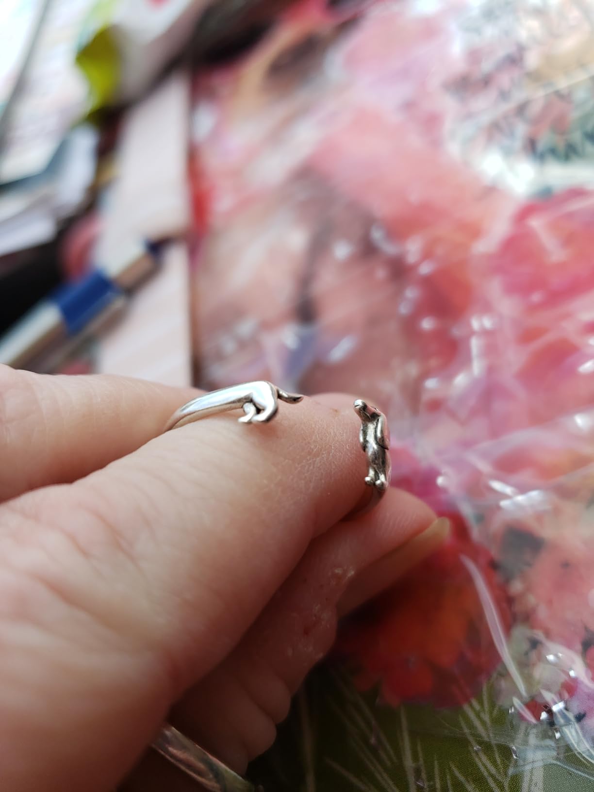 MUNDELL 925 Sterling Silver Cute Dachshund Open Rings Puppy Dog Adjustable Rings for Women Animal Stacking Rings Statement Rings Fine Jewelry - Customer Photo 2