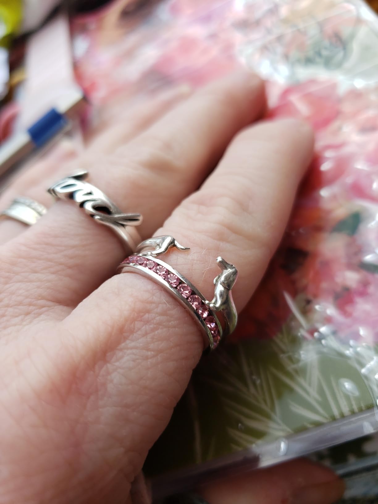 MUNDELL 925 Sterling Silver Cute Dachshund Open Rings Puppy Dog Adjustable Rings for Women Animal Stacking Rings Statement Rings Fine Jewelry - Customer Photo 4