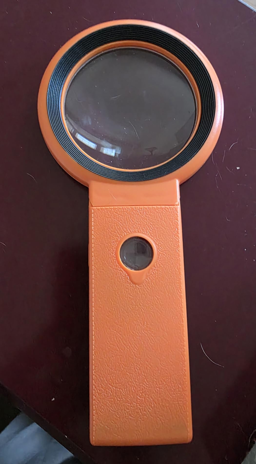 30X 40X Magnifying Glass with Light and Stand, Foldable Handheld Magnifying Glass 18 LED Illuminated Lighted Magnifier for Macular Degeneration, Seniors Reading, Close Work, Coins, Jewelry Orange - Customer Photo 4