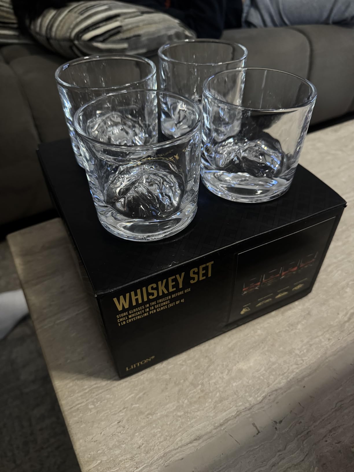 LIITON Mount Everest Heavy Crystal Whiskey Glasses Gift Set of 2, Thick Freezable Bourbon Glass 1lb Each, Premium Whiskey Gifts for Men, Frozen Crystal Chills Cocktails, 10 oz Customer Review LIITON Mount Everest Heavy Crystal Whiskey Glasses Gift Set of 2, Thick Freezable Bourbon Glass 1lb Each, Premium Whiskey Gifts for Men, Frozen Crystal Chills Cocktails, 10 oz - Customer Photo 2