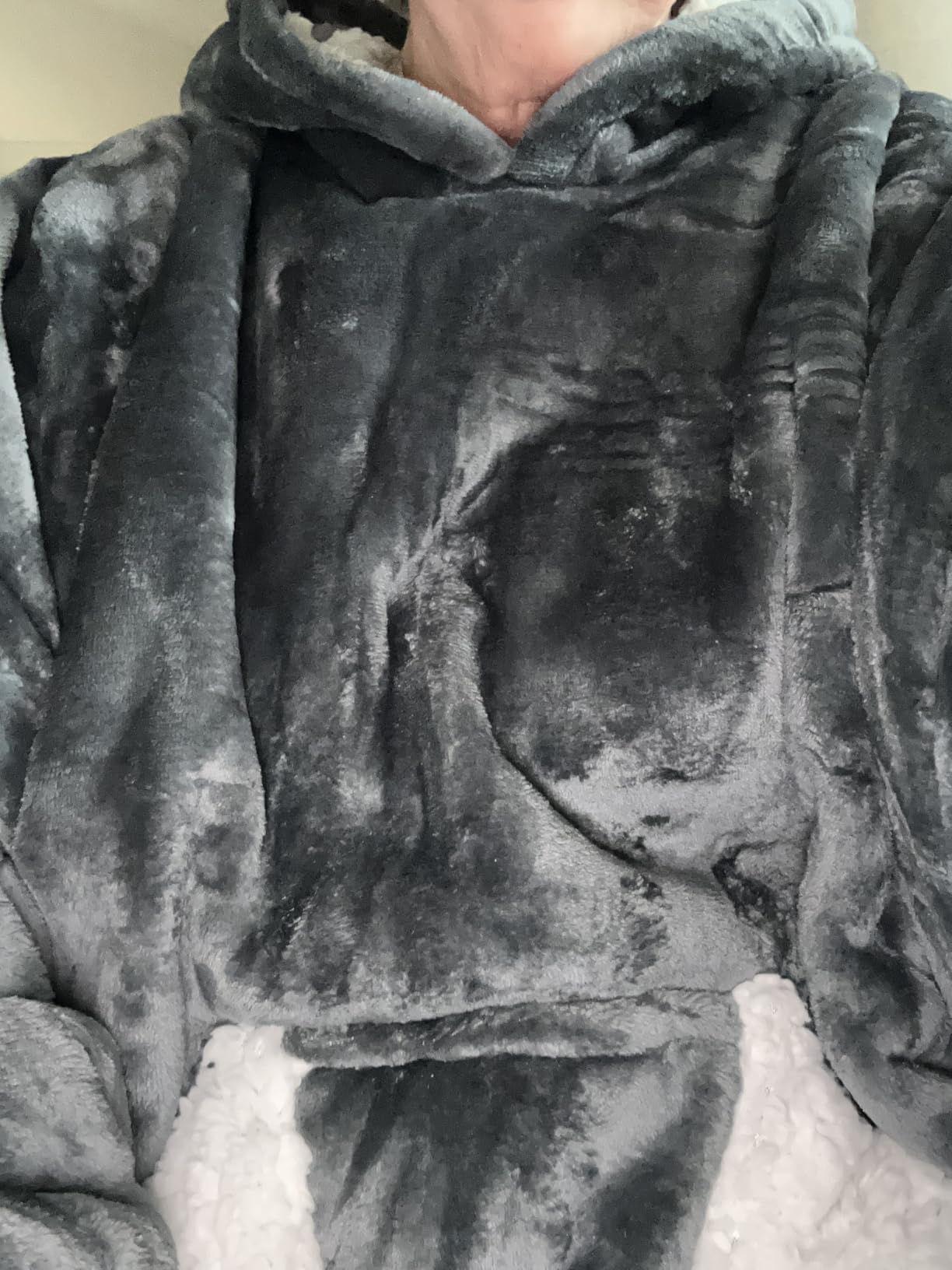 Touchat Wearable Blanket Hoodie, Oversized Sherpa Fleece Sweatshirt Blanket with Giant Hood Pocket and Sleeves for Adult, Warm & Cozy Grey Blanket Gifts for Women - Customer Photo 1