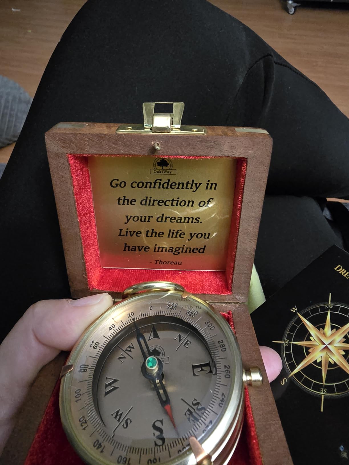 The Dream Chaser Compass in Wooden Box - 2025 Graduation Gifts for Him, College, High School, Birthday Gift Idea for Son, Boys, Daughter - Greeting Card Included, Inspirational, Motivational Present - Customer Photo 2