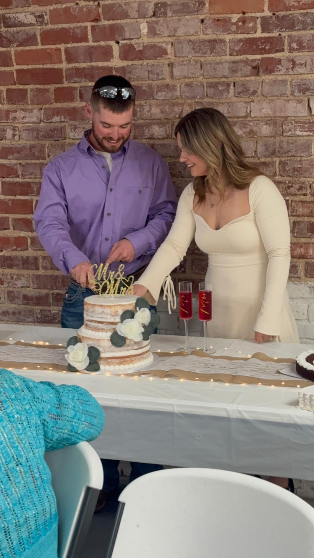 AW BRIDAL Mr and Mrs Champagne Flutes Set of 2, Engagement Bridal Shower Gifts for Couple Newlyweds, Wedding Anniversary Toasting Glasses with Wooden Box for Bride Groom - Customer Photo 1