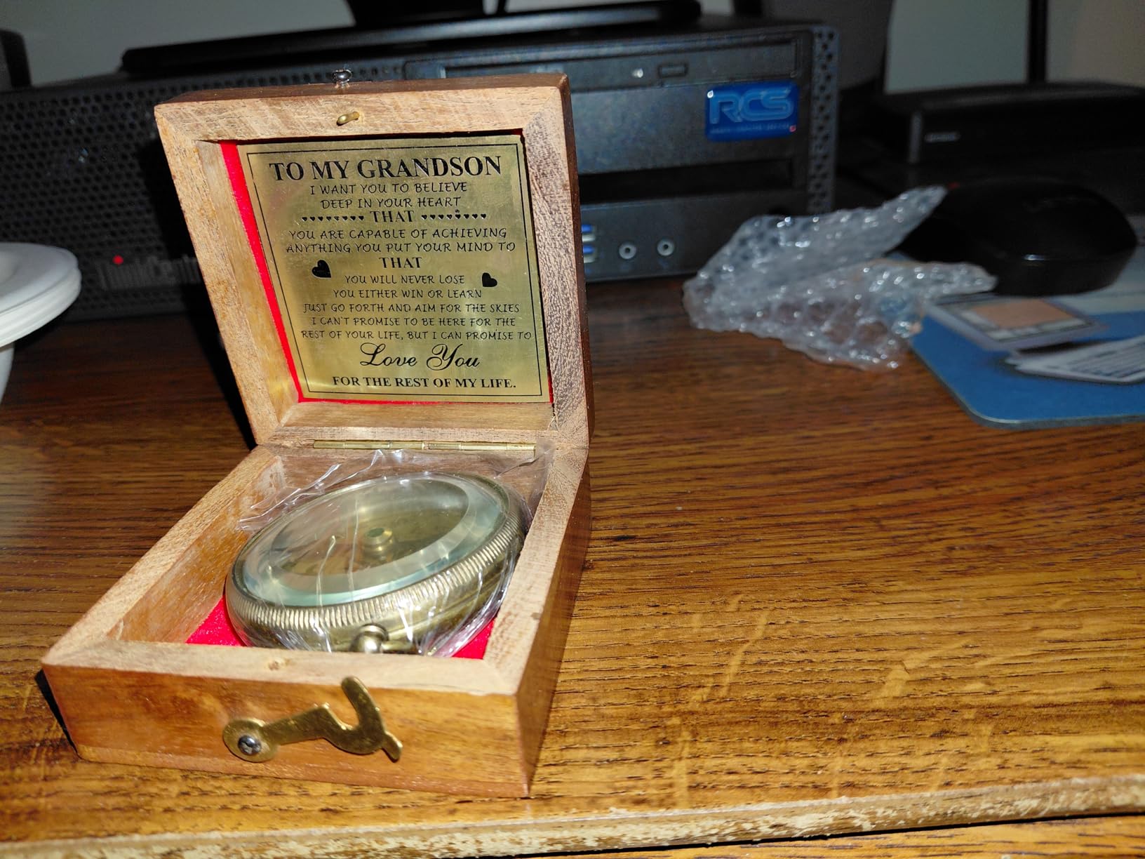 Gift for Grandson Brass Compass Engraved Quote | Memory Present to My Grandson Birthday, Baptism, Graduation, Confirmation, Love, Gift idea by Grandpa Grandma - Customer Photo 3