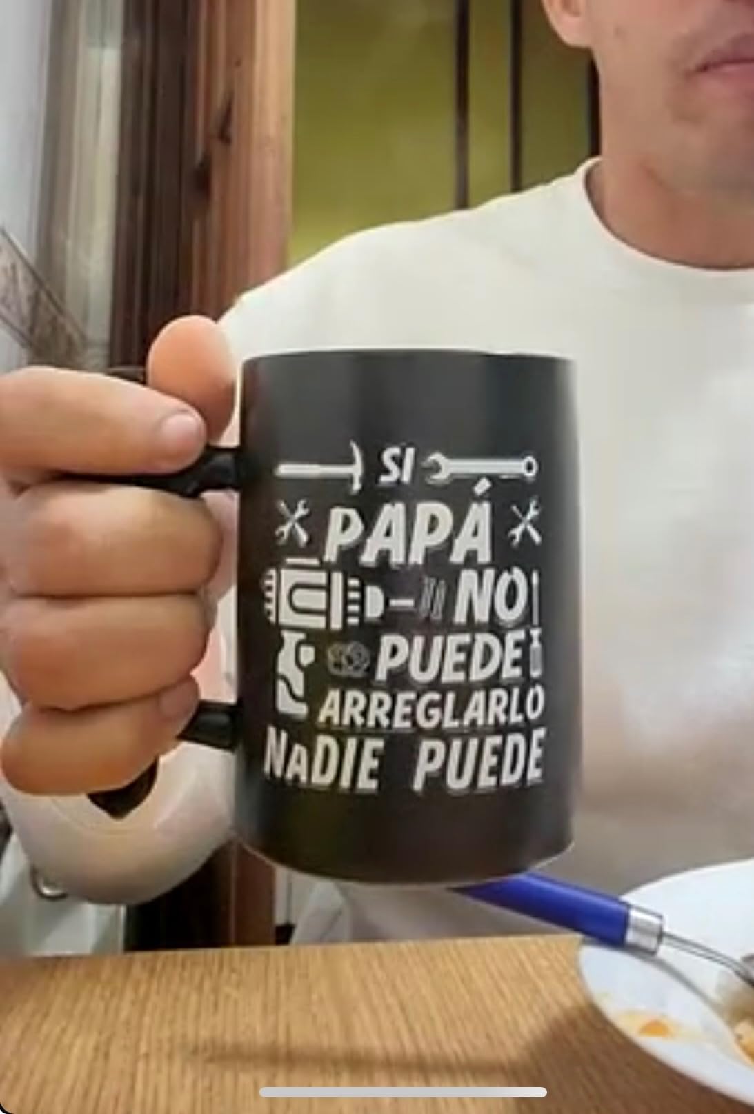 Onebttl Coffee Mug With Wrench Spanner Handle - Dad Gifts From Daughter and Son, 13.5oz Funny Ceramic Mug for Father's Birthday, Father's Day, Christmas - Dad Can Fix - Customer Photo 2