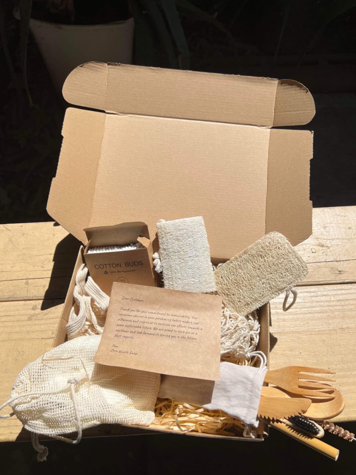 Zero Waste Starter Kit | Sustainable Gifts | Bamboo Stainless Steel Thermos | Mesh Bag | Eco-Friendly Gift Set | Reusable & Biodegradable Environmental Home Kitchen Products | Low Waste Packaging - Customer Photo 1