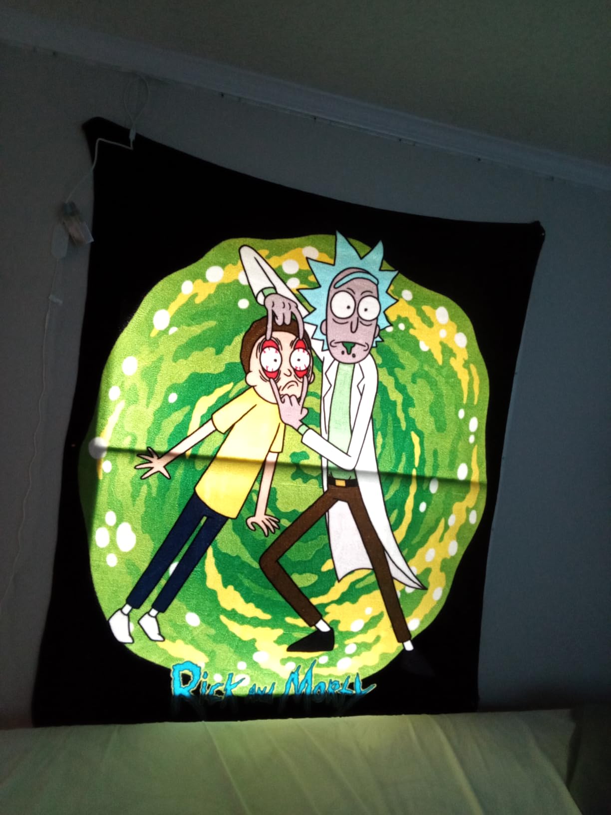 RICK AND MORTY Fleece Blanket Super Soft Blanket Throw Bed Accessories 150 x 130 Sofa Throw Bed Blankets Gifts for Him (Black/Green) - Customer Photo 2