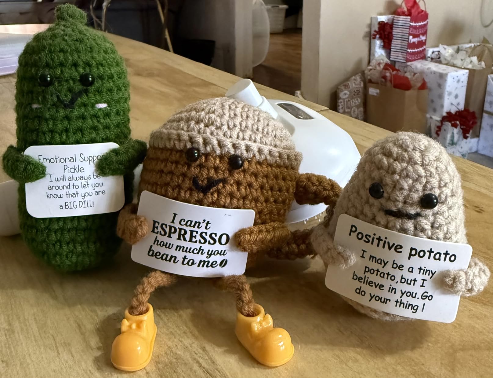 Mini Funny Knitted Wool Potato Toy with Positive Card - Creative Cute Crochet Doll Cheer Up Gift for Friends, Parties, Christmas Decoration and Encouragement - Customer Photo 1