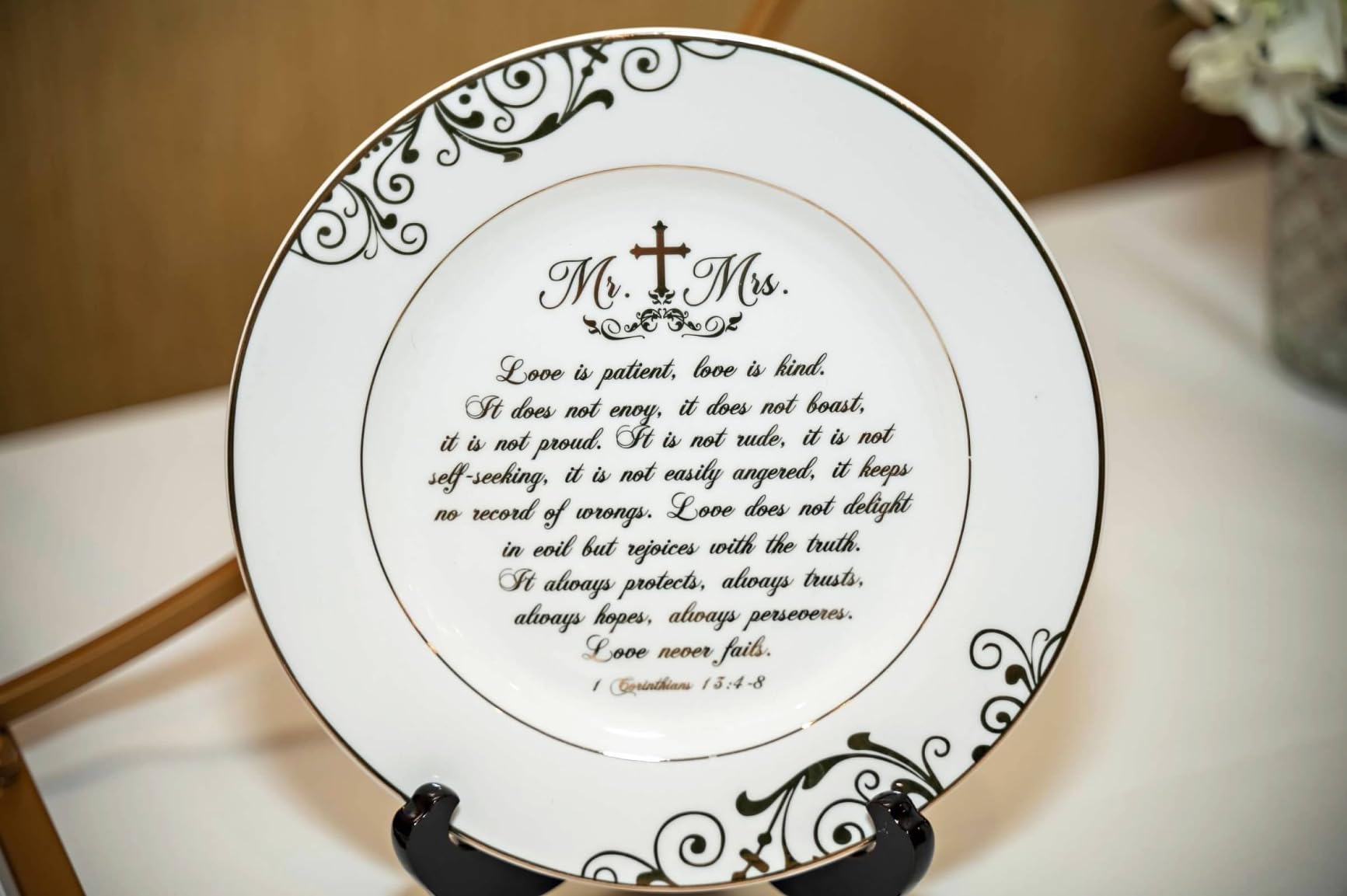 25th Anniversary Plate with Platinum Foil - Silver 25 Year Marriage Anniversary Wedding Gifts for Couple Her Him Husband Wife, 9