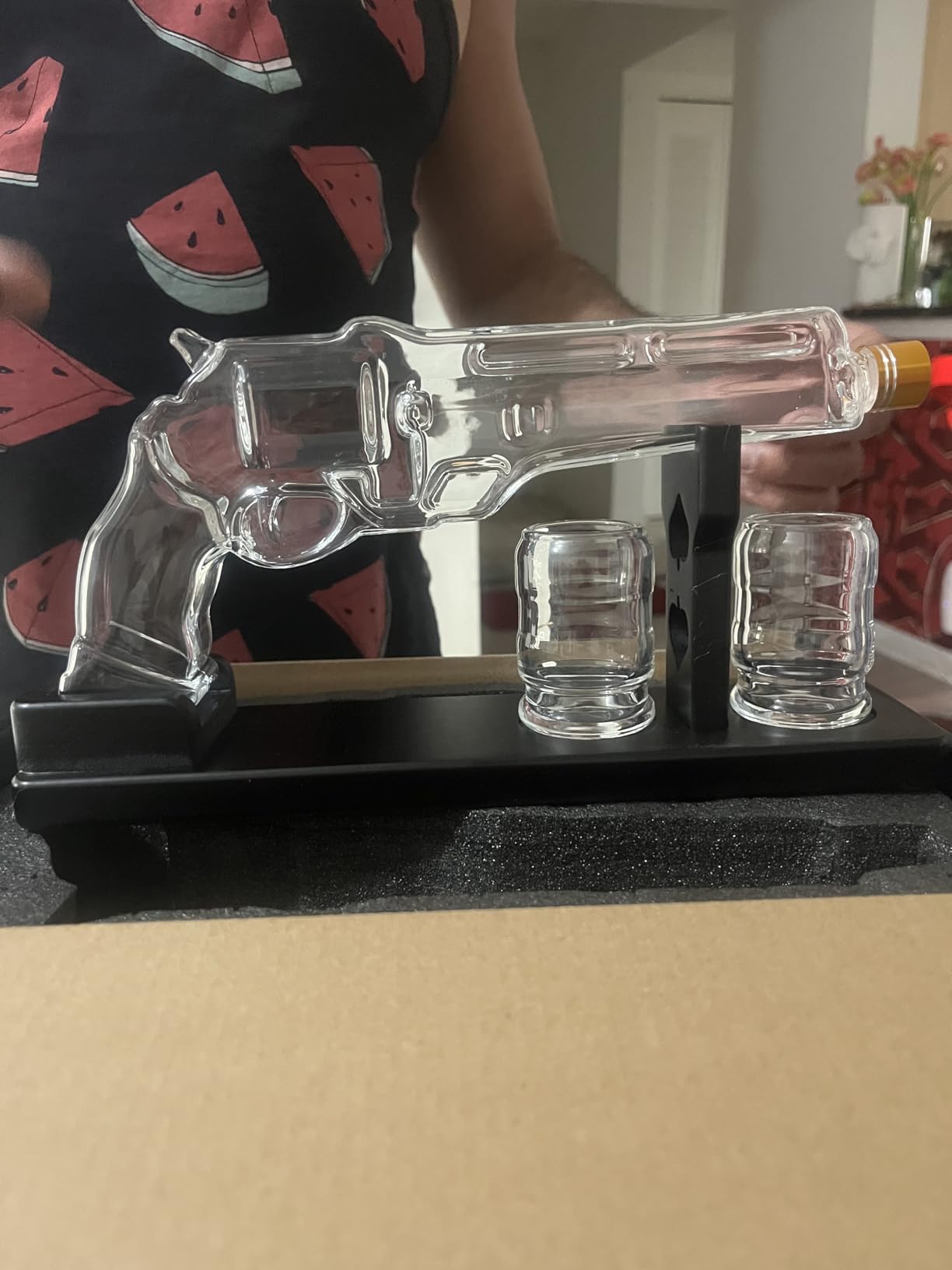 Gun Whiskey Decanter Sets for Men, Kollea Liquor Decanter Set with Gun Shot Glass, Unique Birthday Gifts for Men Dad, Cool Anniversary Christmas Gift for Him Husband, Dispenser for Bar Drinking Party - Customer Photo 1