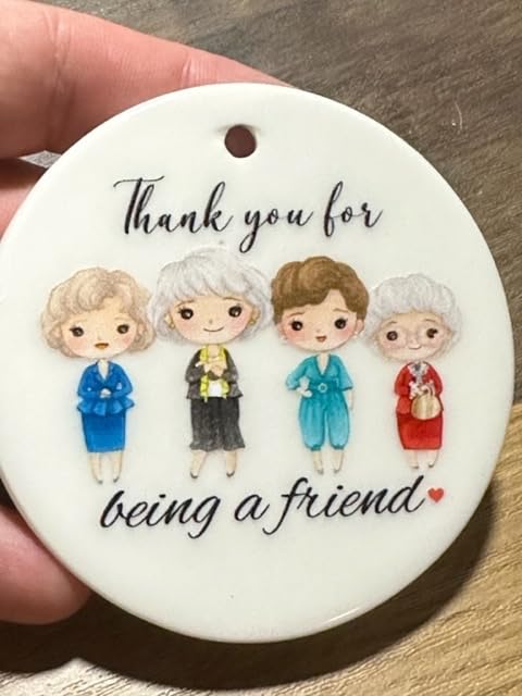 Beautiful Golden Girl Friendship Christmas Ornament Keepsake | Thank You for Being A Friend, Heartfelt Christmas Tree Decoration, Ready for Giving, Celebrate Your Cherished Friend Ornament (Round) - Customer Photo 1