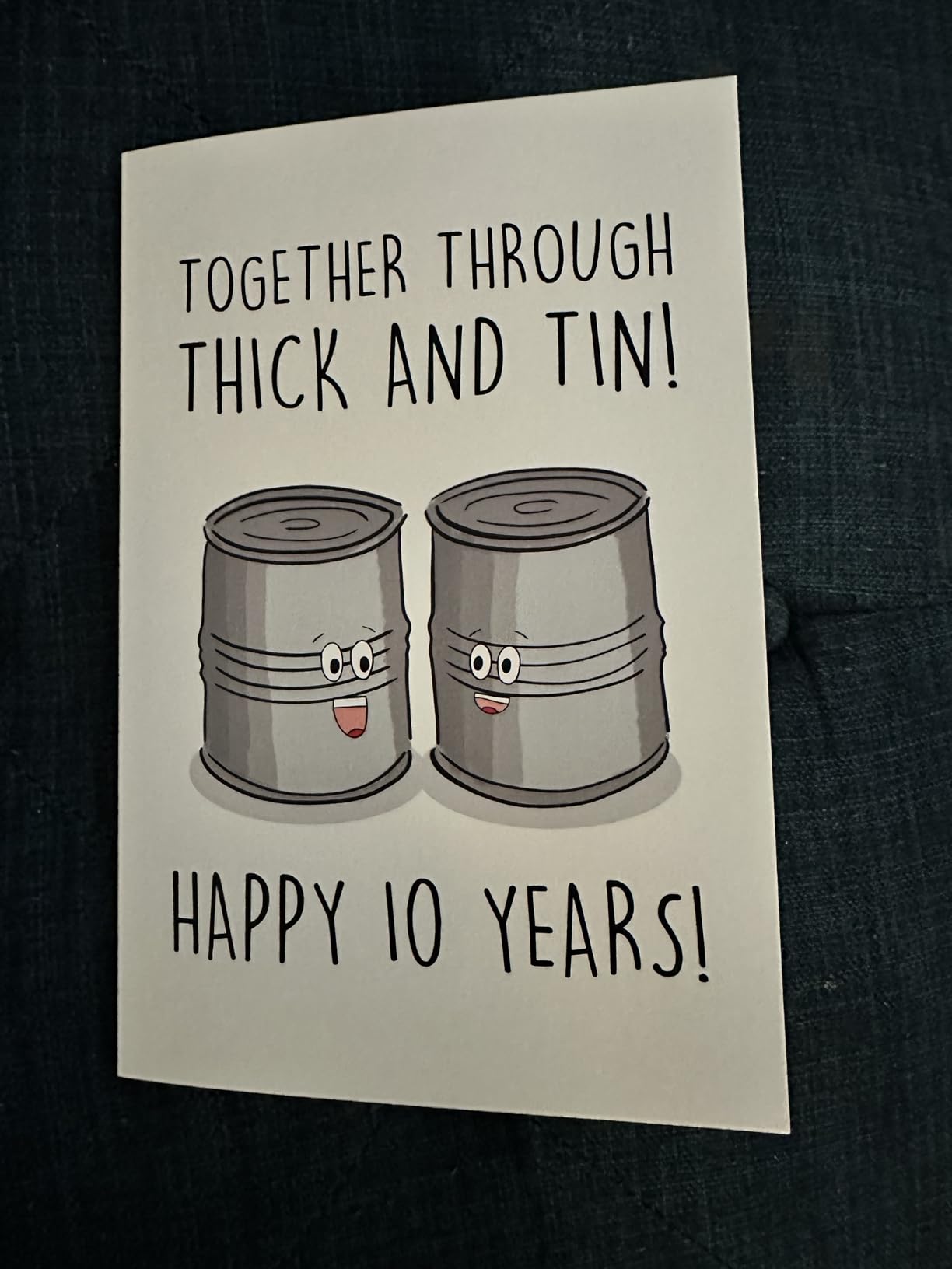 Nchigedy Tenth Anniversary Card for Him Her, Cute Tin Pun Anniversary Card, Funny Ten Years Card for Wife Husband - Customer Photo 1