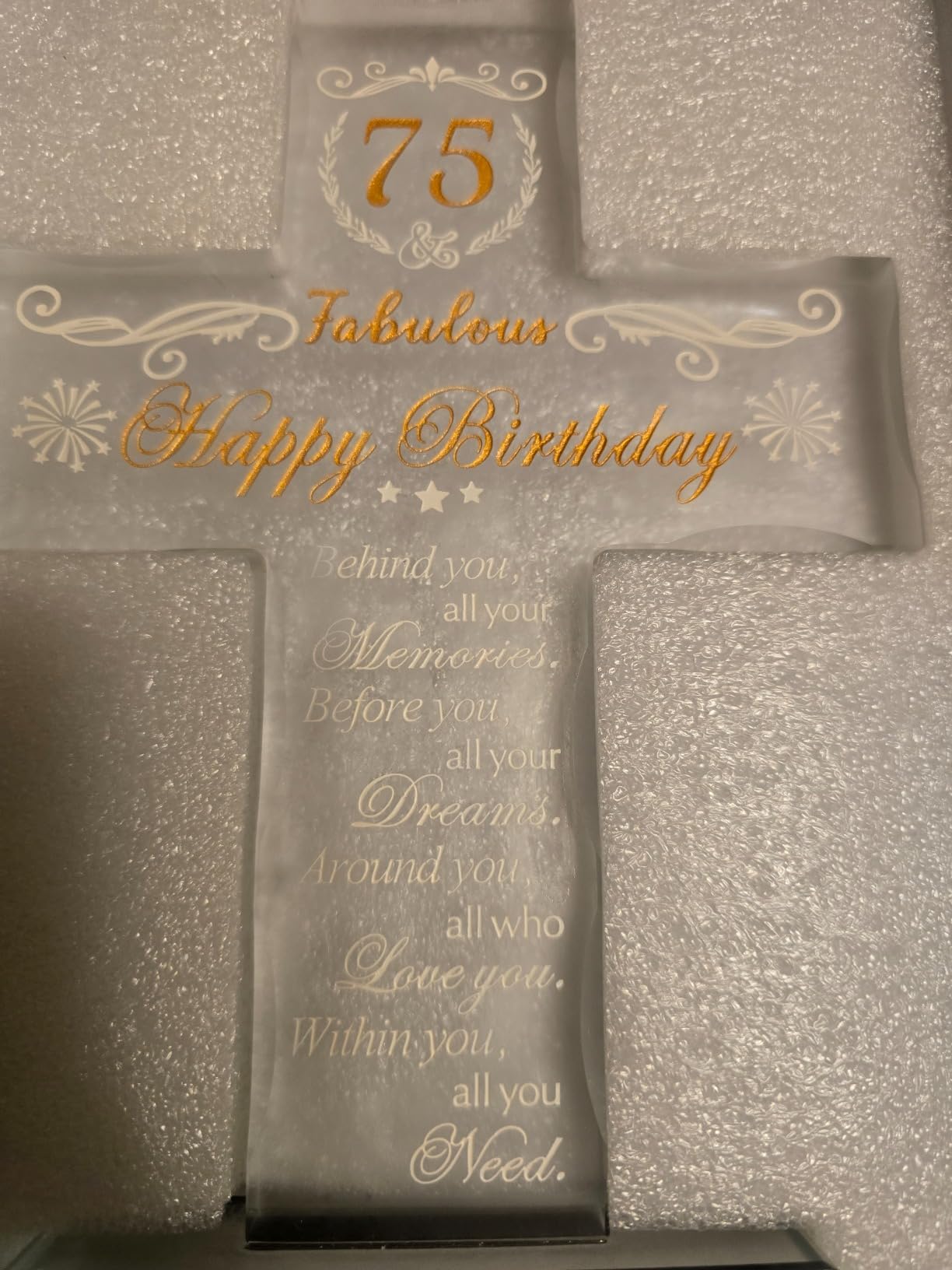 80th Birthday Religious Gifts for Women, Men, Friends, Grandma & Mom - Glass Stand Cross Engraved with 80 Year Old Birthday Blessing, Turning 80 Keepsake Home Decor Customer Review 80th Birthday Religious Gifts for Women, Men, Friends, Grandma & Mom - Glass Stand Cross Engraved with 80 Year Old Birthday Blessing, Turning 80 Keepsake Home Decor - Customer Photo 2