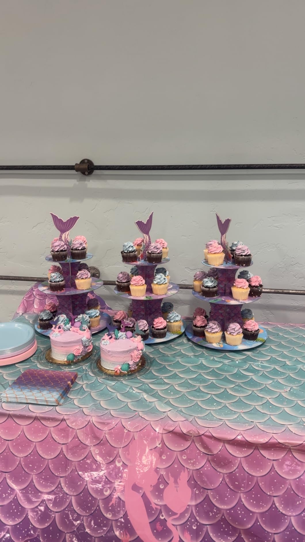 WINKIO Mermaid Cupcake Stand, Little Mermaid Birthday Party Decorations Supplies Favor Under the Sea Theme Cupcake Tower Holder for Girls Kids(1 Pack) - Customer Photo 1