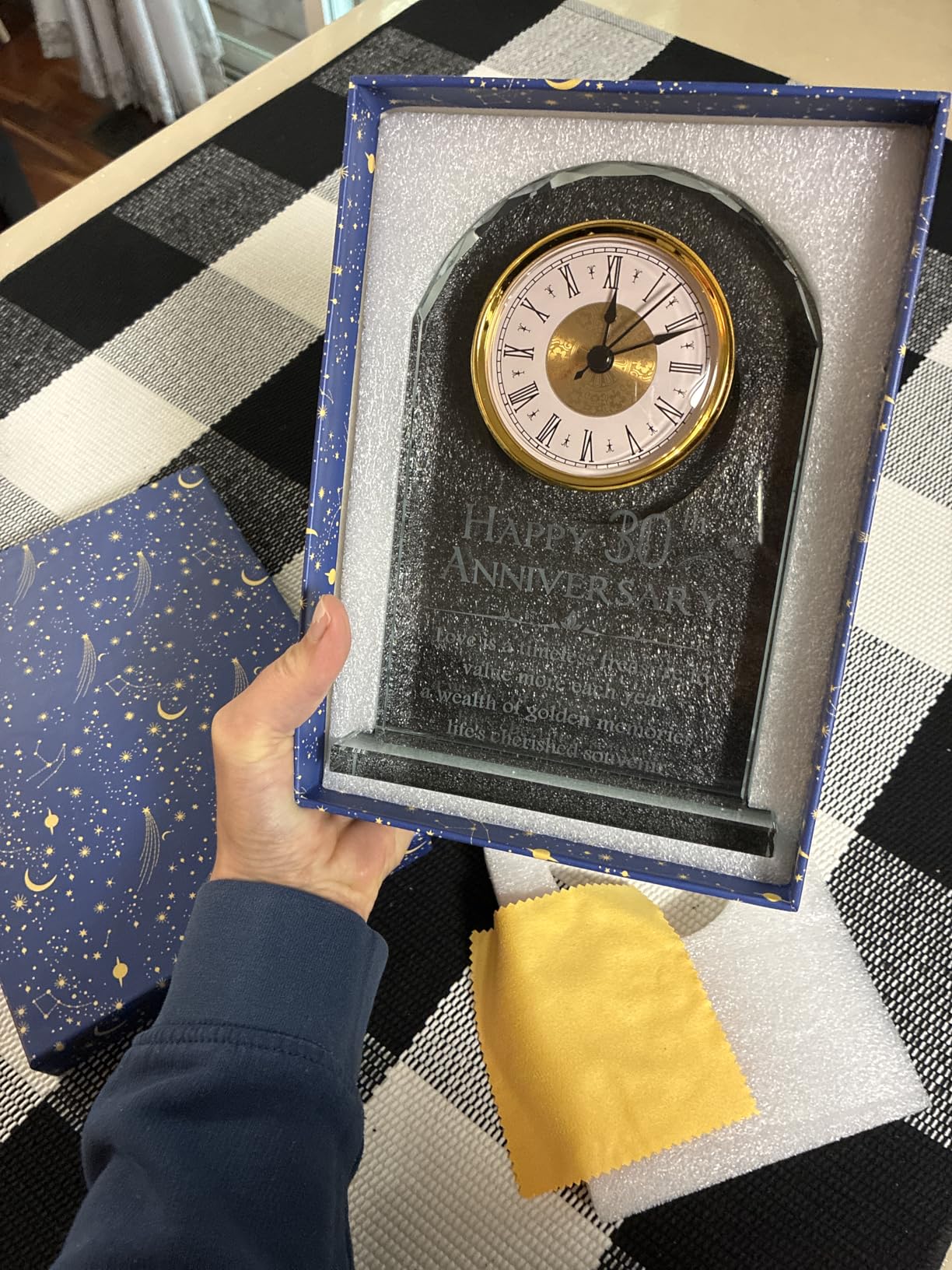 YWHL 50th Wedding Anniversary Quartz Clock Gifts for Parents, 50 Years Golden for Couple, Happy 50th Anniversary Decoration Gift for Her Him (Battery not Included) - Customer Photo 1