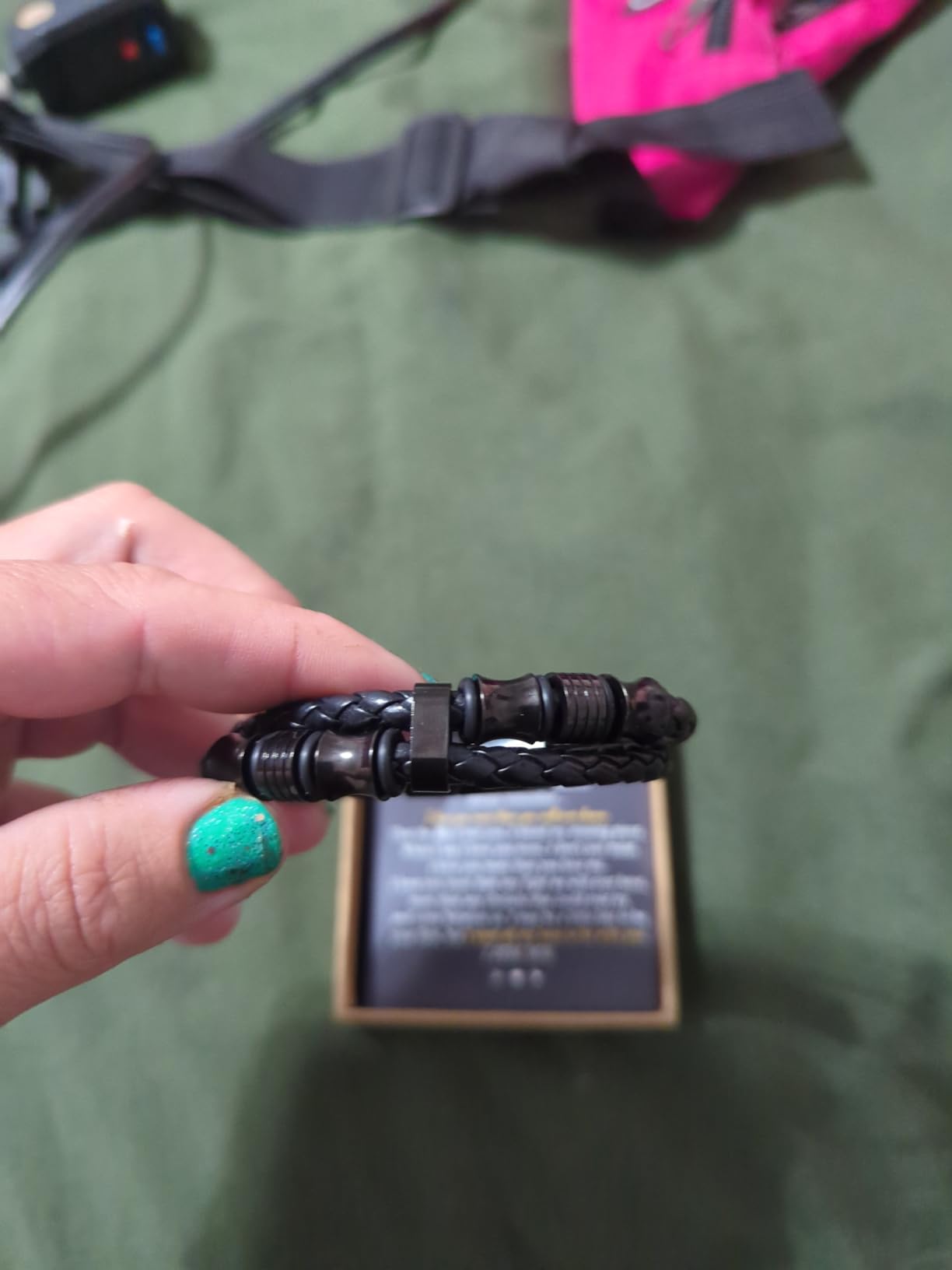 𝐆𝐢𝐟𝐭 𝐟𝐨𝐫 𝐌𝐞𝐧 Braided 𝐋𝐞𝐚𝐭𝐡𝐞𝐫 𝐁𝐫𝐚𝐜𝐞𝐥𝐞𝐭 for Men Dad Husband Boyfriend Son Grandson Brother Stainless Steel Clasp Engraved with Love You Forever Jewelry Birthday Gift 7.5 8.5 9 Inch - Customer Photo 1