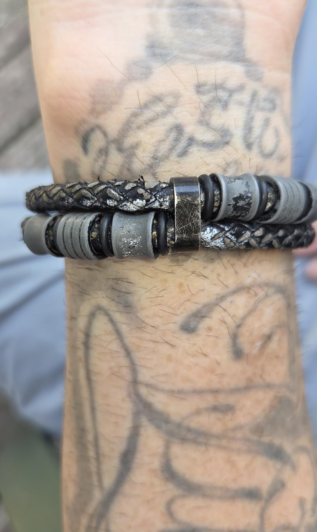 𝐆𝐢𝐟𝐭 𝐟𝐨𝐫 𝐌𝐞𝐧 Braided 𝐋𝐞𝐚𝐭𝐡𝐞𝐫 𝐁𝐫𝐚𝐜𝐞𝐥𝐞𝐭 for Men Dad Husband Boyfriend Son Grandson Brother Stainless Steel Clasp Engraved with Love You Forever Jewelry Birthday Gift 7.5 8.5 9 Inch - Customer Photo 4