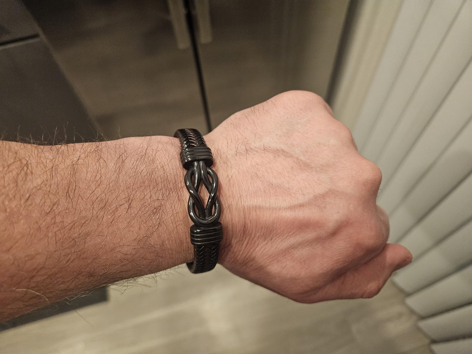 𝗞𝗻𝗼𝘁 𝗕𝗿𝗮𝗰𝗲𝗹𝗲𝘁 𝗚𝗶𝗳𝘁𝘀 𝗳𝗼𝗿 𝗠𝗲𝗻 Brown Braided Leather Stainless Steel Infinity Bracelets Lettering Love You Forever Gifts for Son Grandson Husband Boyfriend Brother Always Linked Together - Customer Photo 2