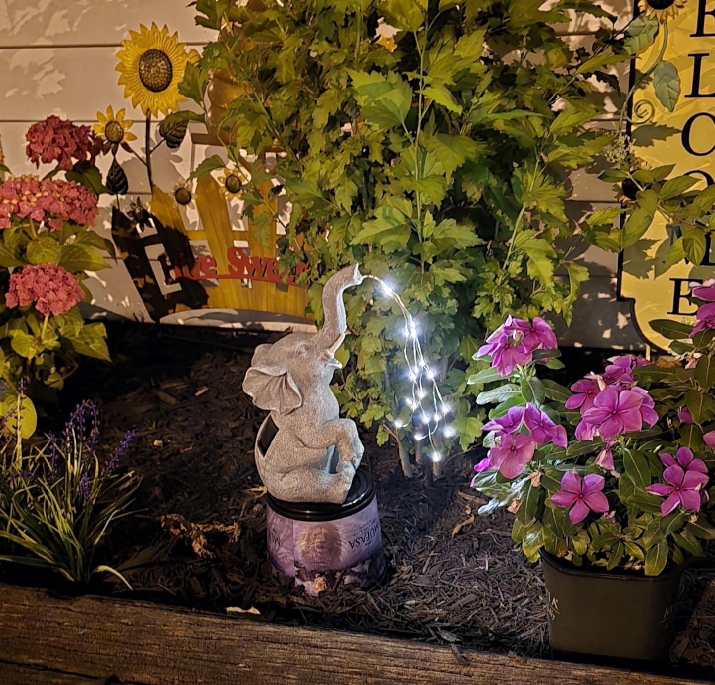 GIGALUMI Solar Garden Decor Watering Elephant Statues Outdoor, Birthday Gifts for Women Mom Grandma Senior Elder, Elephant Ornament for Balcony, Garden, Patio, Yard, Lawn (Constant Lights Only) - Customer Photo 5