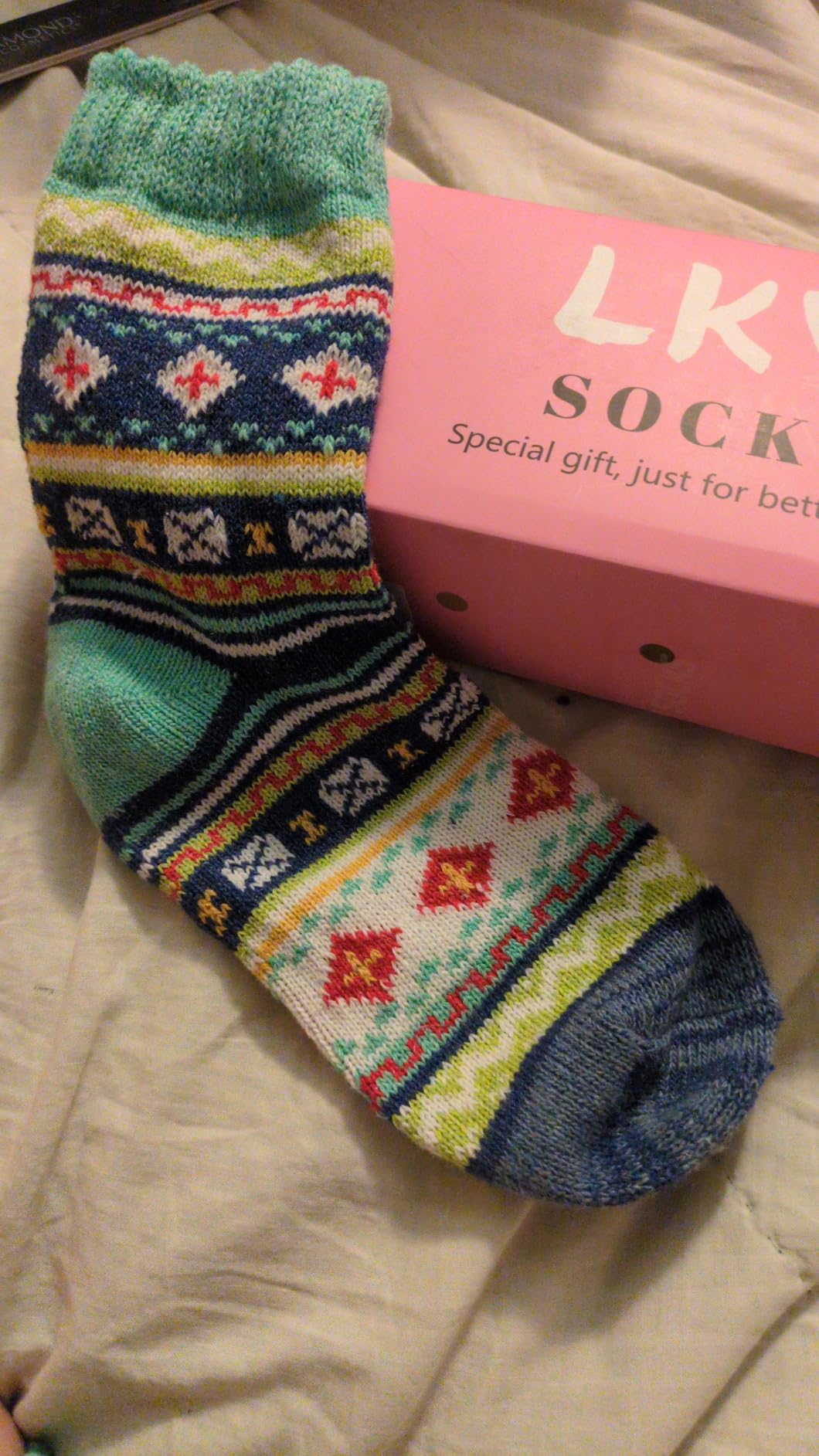 LKV 5 Pairs Wool Socks for Women - Cute Fuzzy Warm Colorful Crew Socks for Women Winter Christmas Stocking Stuffers Gifts - Customer Photo 2