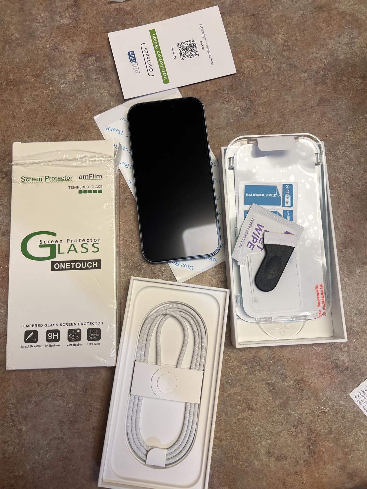 amFilm OneTouch 2+2 Pack Compatible with iPhone 15 Screen Protector 6.1