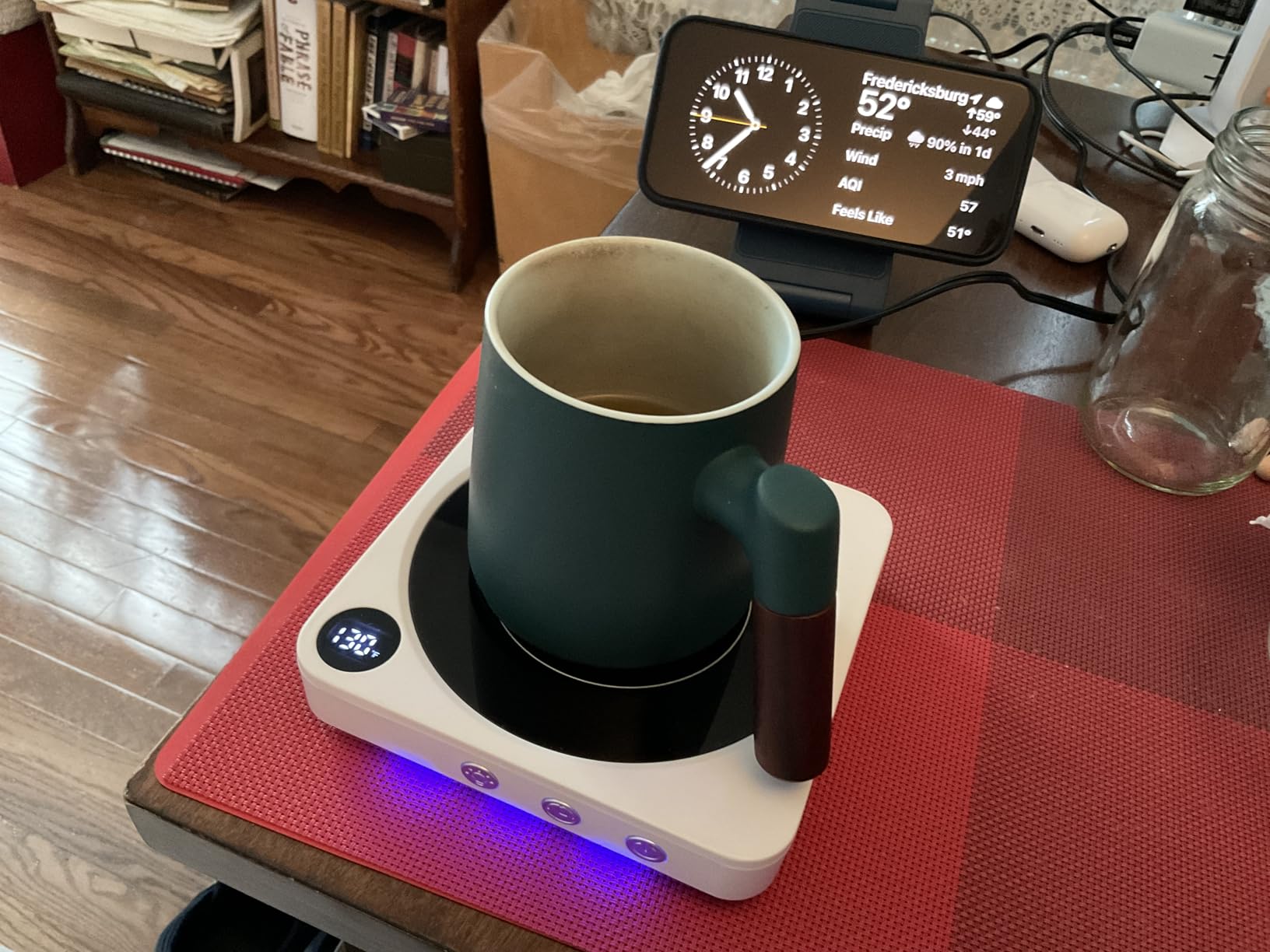 Mug Warmer - 36W Coffee Mug Warmer for Desk with Temperature Display, 2-12Hrs Auto Shut Off, Smart Candle Warmer - Ideal Coffee Gifts Accessories Keep Beverages Coffee Warmer (Wood) - Customer Photo 2