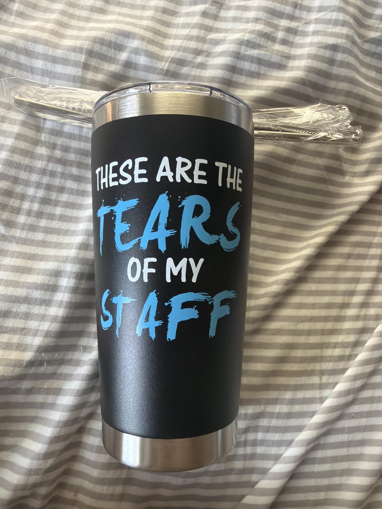 KLUBI Birthday Gifts for Boss Male - These Are The Tears Of My Staff Tumbler White 20 Ounce Manager Gifts for Men Boss Birthday Gift for Men Assistant Principal Gifts Travel Coffee Mug Best Boss - Customer Photo 1