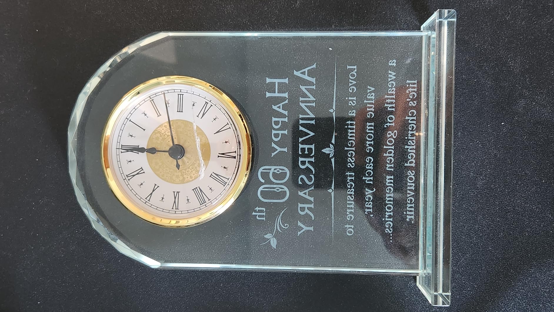 YWHL 25th Wedding Anniversary Clock Gifts for Couple, 25 Year Anniversary Keepsake Gifts for Husband/Wife, Glass Clock Decoration for 25 Years for Marriage (Battery not Included) - Customer Photo 3