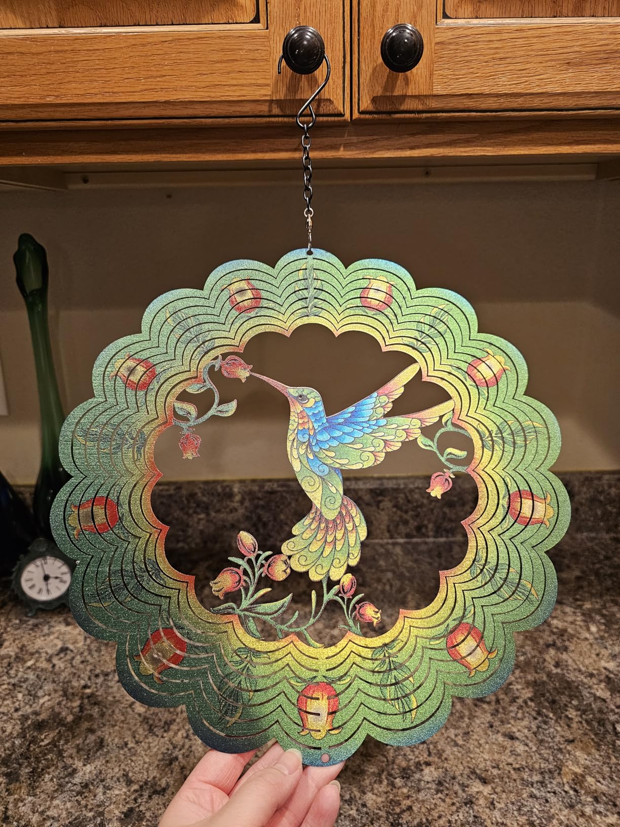 Dragonfly Wind Spinners Dragonfly Gifts for Women/Men 12 inch 3D Stainless Steel Hanging Wind Spinner Metal Wind Catchers Kinetic Sculpture for Indoor/Outdoor Decor, Yard Art, Garden Decorations - Customer Photo 2