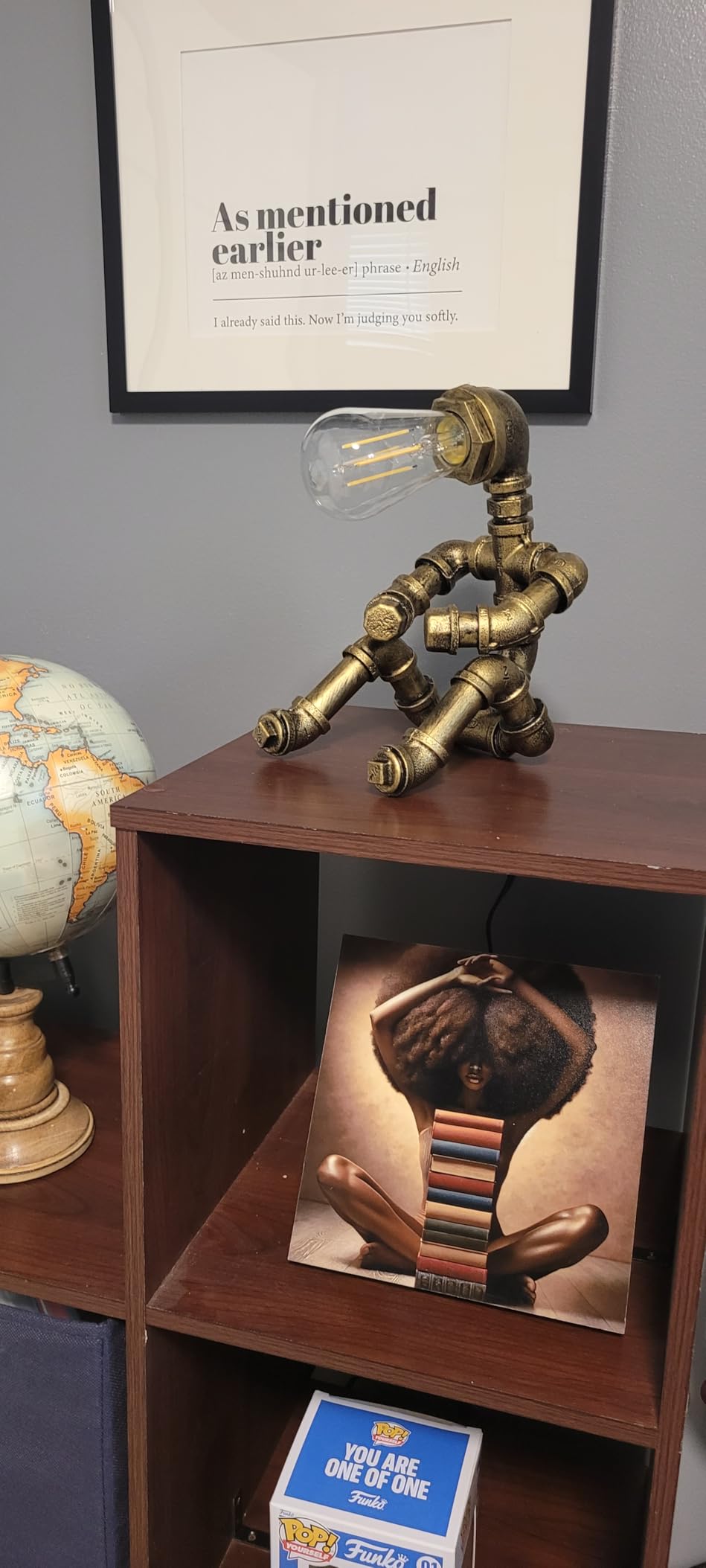 Steampunk Table Lamp, Vintage Industrial Metal Robot Table lamp, Water Pipe Table Lamp, Robot Style Desktop Light for Bedside Desk Bar Cafe Desktop Room Decoration (Not Included Bulb) - Customer Photo 1