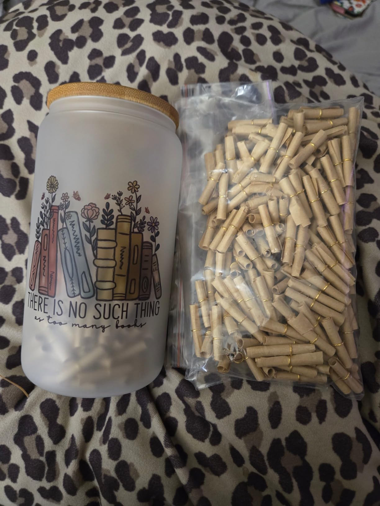 LEADO 16 oz Cute Glass Cups with Lids and Straws - Book Lovers Gifts - Bookish Present, Birthday, Christmas Gifts for Book Lovers Women, Readers, Bookworm, Girls - Coffee Tumbler, Reading Accessories Customer Review LEADO 16 oz Cute Glass Cups with Lids and Straws - Book Lovers Gifts - Bookish Present, Birthday, Christmas Gifts for Book Lovers Women, Readers, Bookworm, Girls - Coffee Tumbler, Reading Accessories - Customer Photo 1