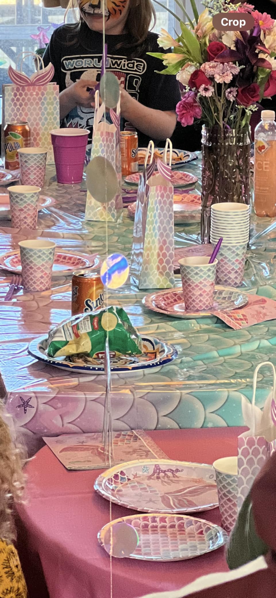 122Pcs Mermaid Birthday Party Decorations Set Mermaid Party Supplies Includes Plates, Napkin, Fork, Cup, Tablecloth, Banner for Baby Shower Ocean Birthday Party Decorations, Serves 24 - Customer Photo 1