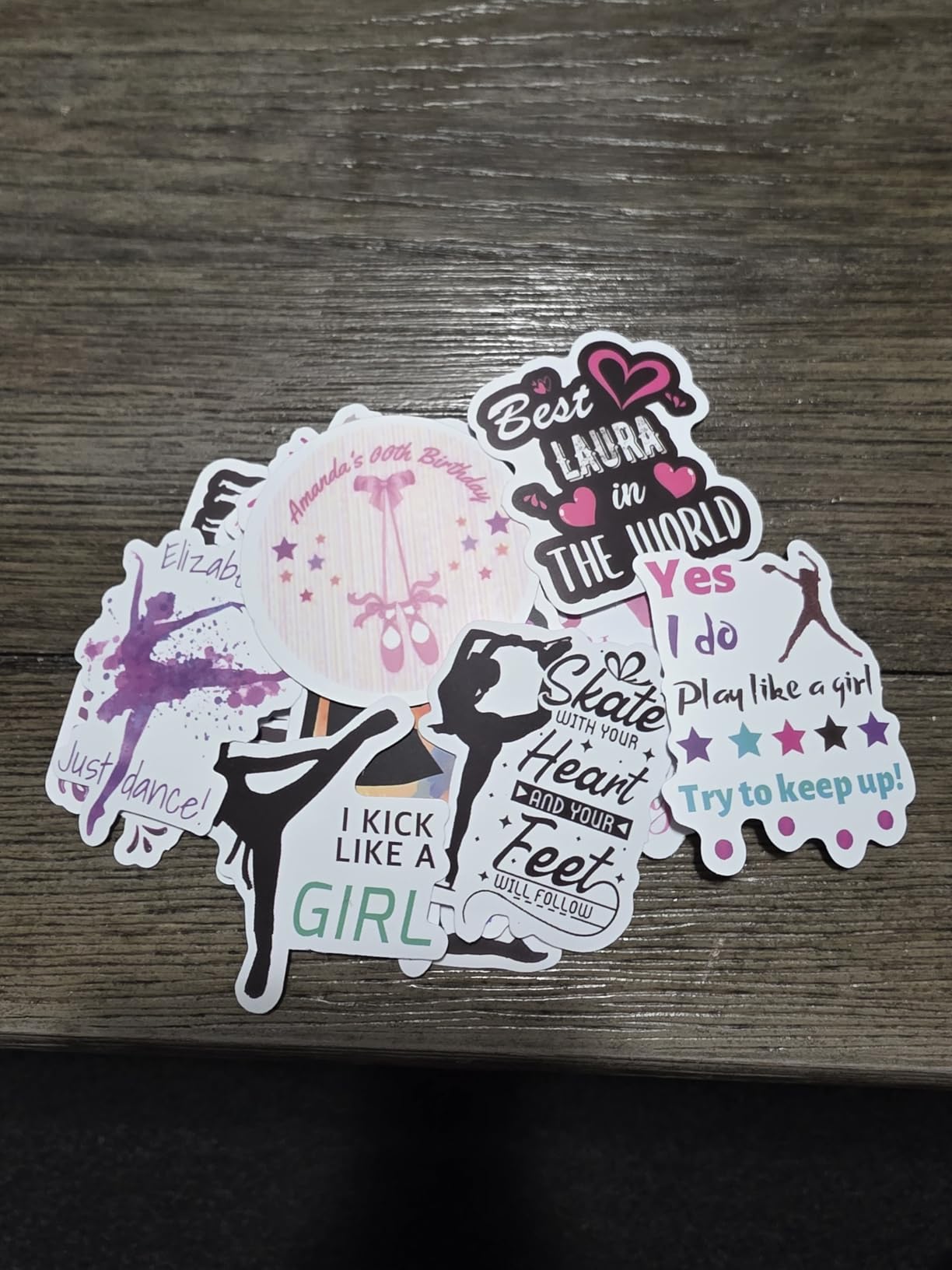 SBOBUY 100PCS Dancing Stickers,Water Bottles Laptop Car Decal - Perfect Dancer Gifts for Girls and Teenagers，Dance Decals, Girls Dance Party Favors (Dancing) - Customer Photo 2